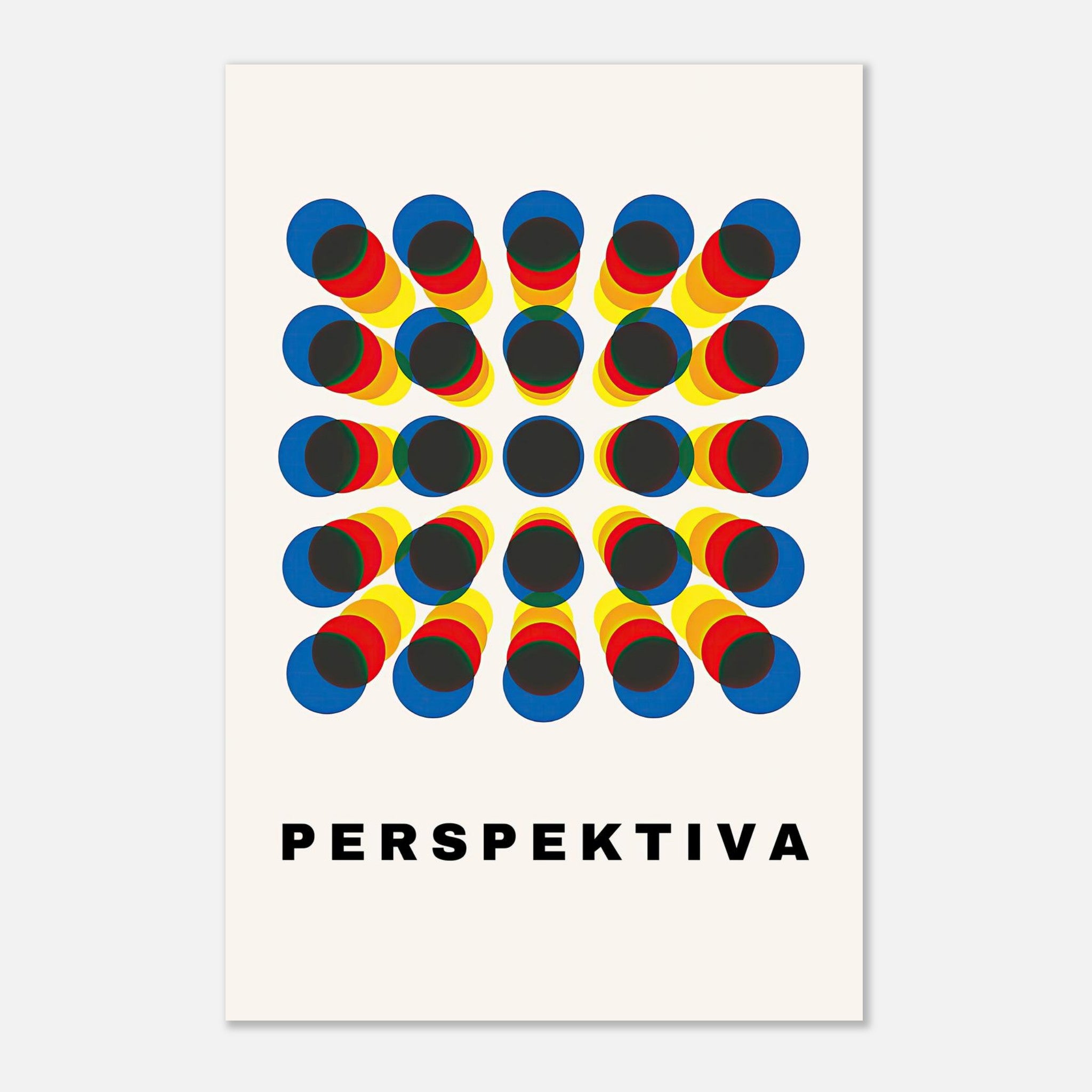 Perspective Abstract Art Metal Print with vibrant geometric shapes and bold colors in a striking optical illusion design.