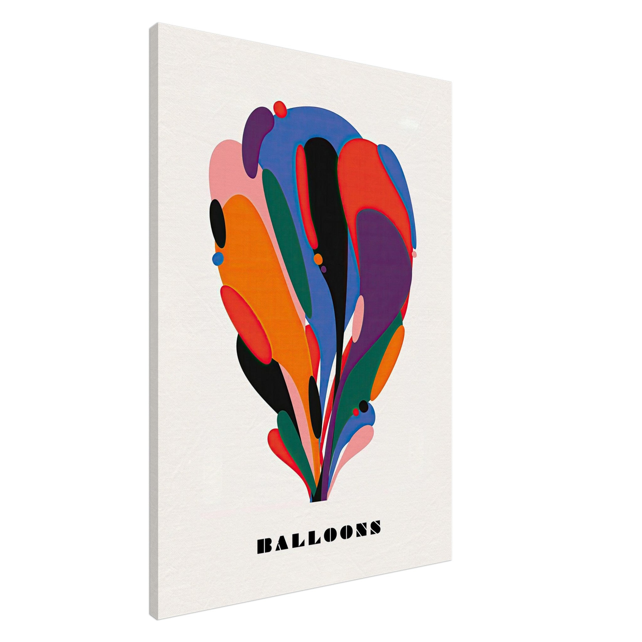 Colorful abstract balloon art canvas print, featuring vivid shapes and modern design for contemporary decor.