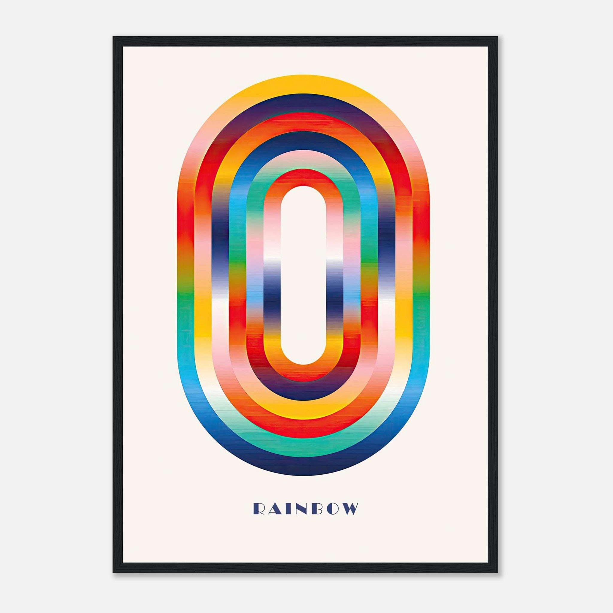 Abstract rainbow geometric art framed print featuring vibrant colors and smooth gradients.