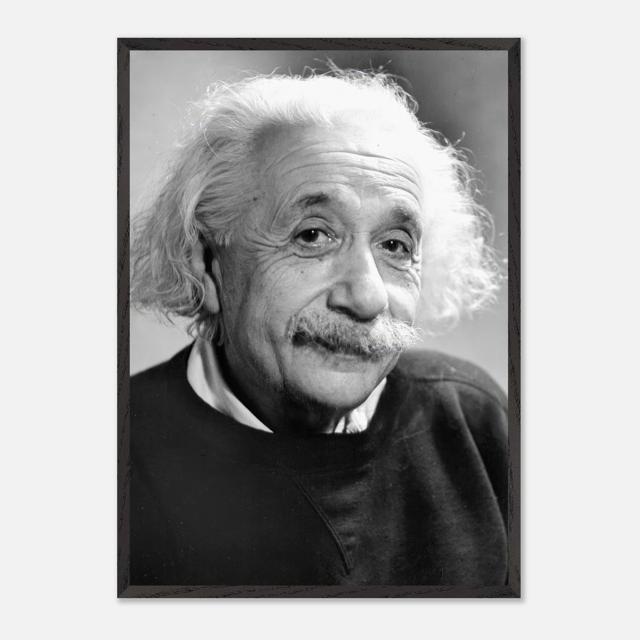 Black-and-white portrait of Albert Einstein, captured in 1946, showcasing his wisdom and character.