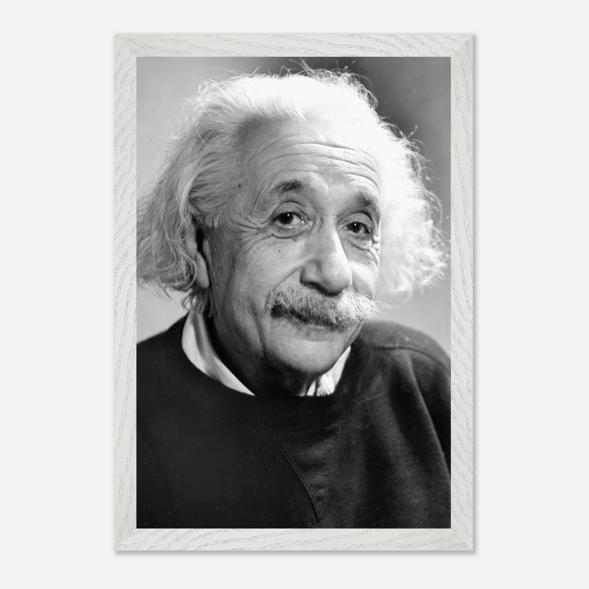 Museum-quality black-and-white portrait of Albert Einstein, captured in 1946, showcasing his wisdom and character.