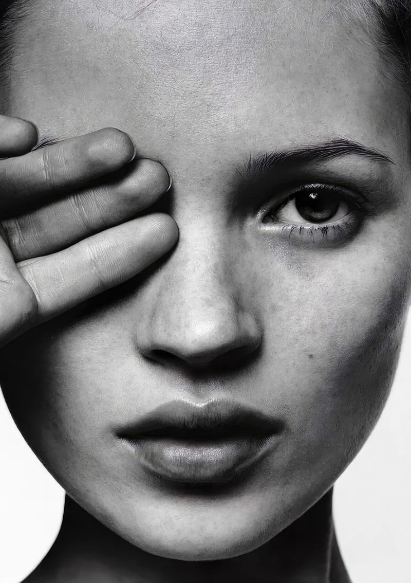 Kate Moss Schwarz-Weiß-Fotografie