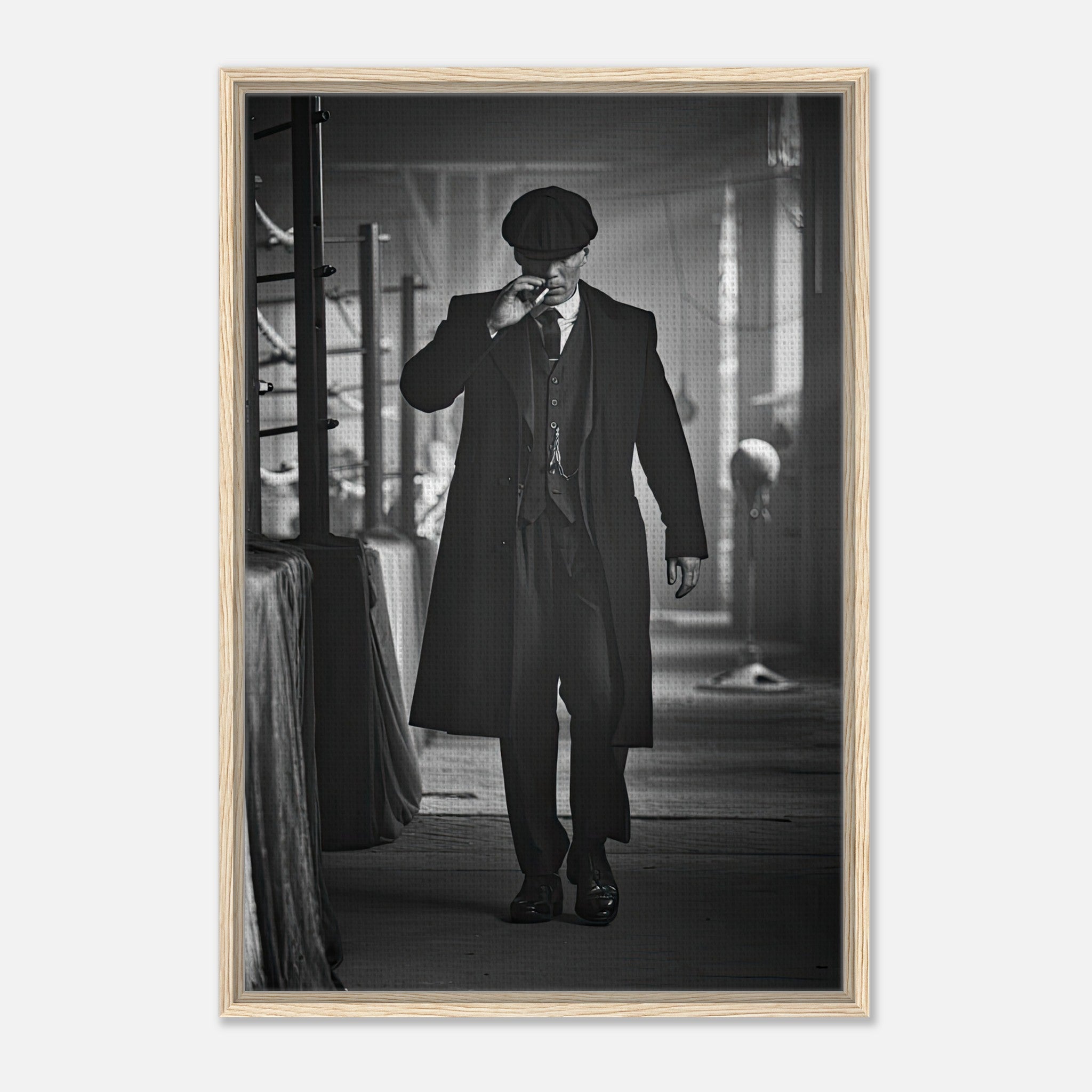 Tommy Shelby from Peaky Blinders in a framed canvas print, showcasing his iconic style and presence.