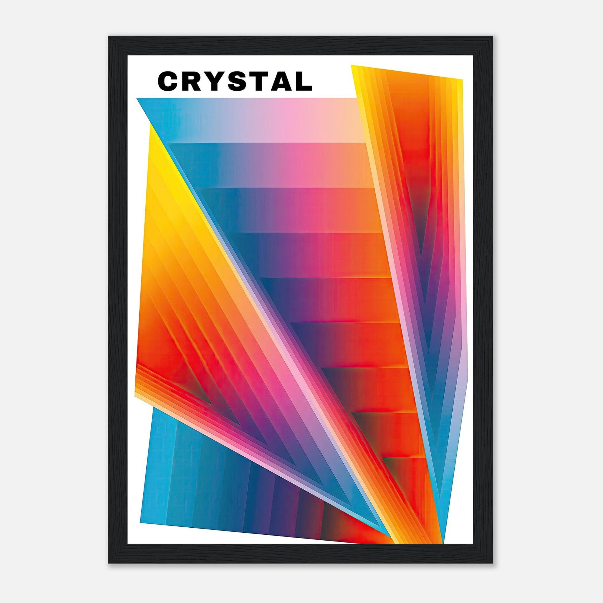 Crystal Abstract Art framed print with vibrant colors and geometric patterns for modern decor.