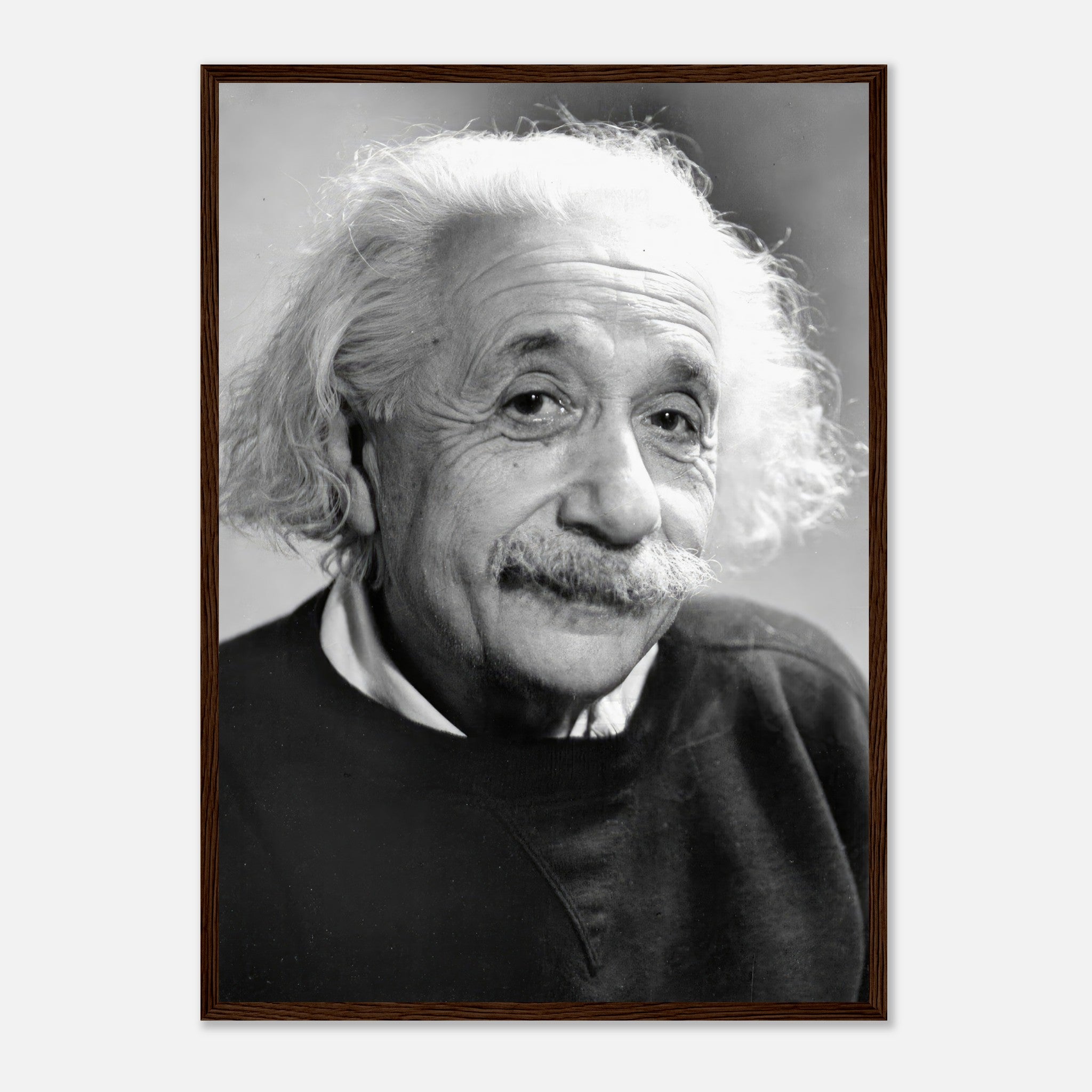 Albert Einstein 1946 framed print, black-and-white portrait of the legendary physicist for home or office decor.