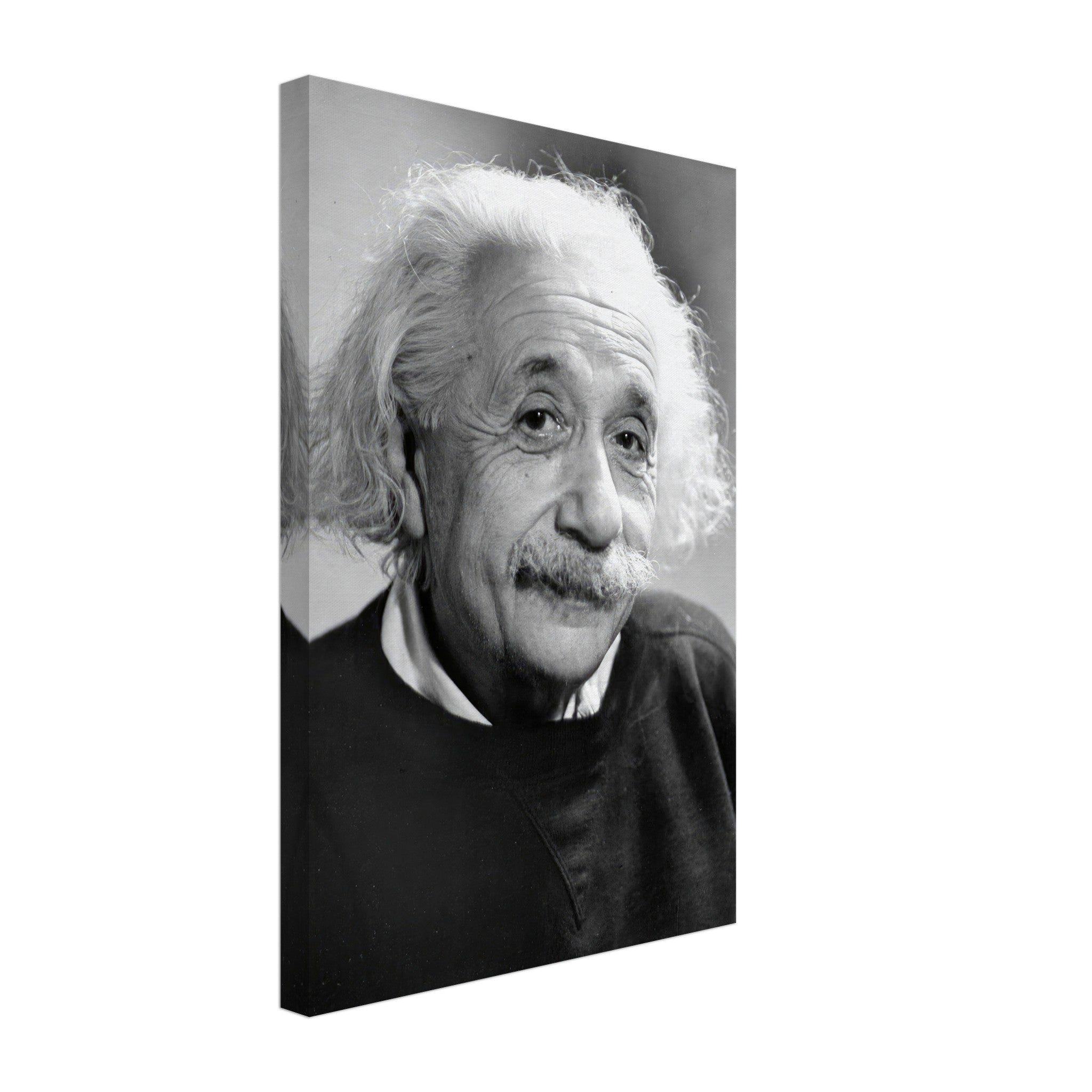 Black and white canvas print of Albert Einstein (1946) reflecting wisdom and curiosity.