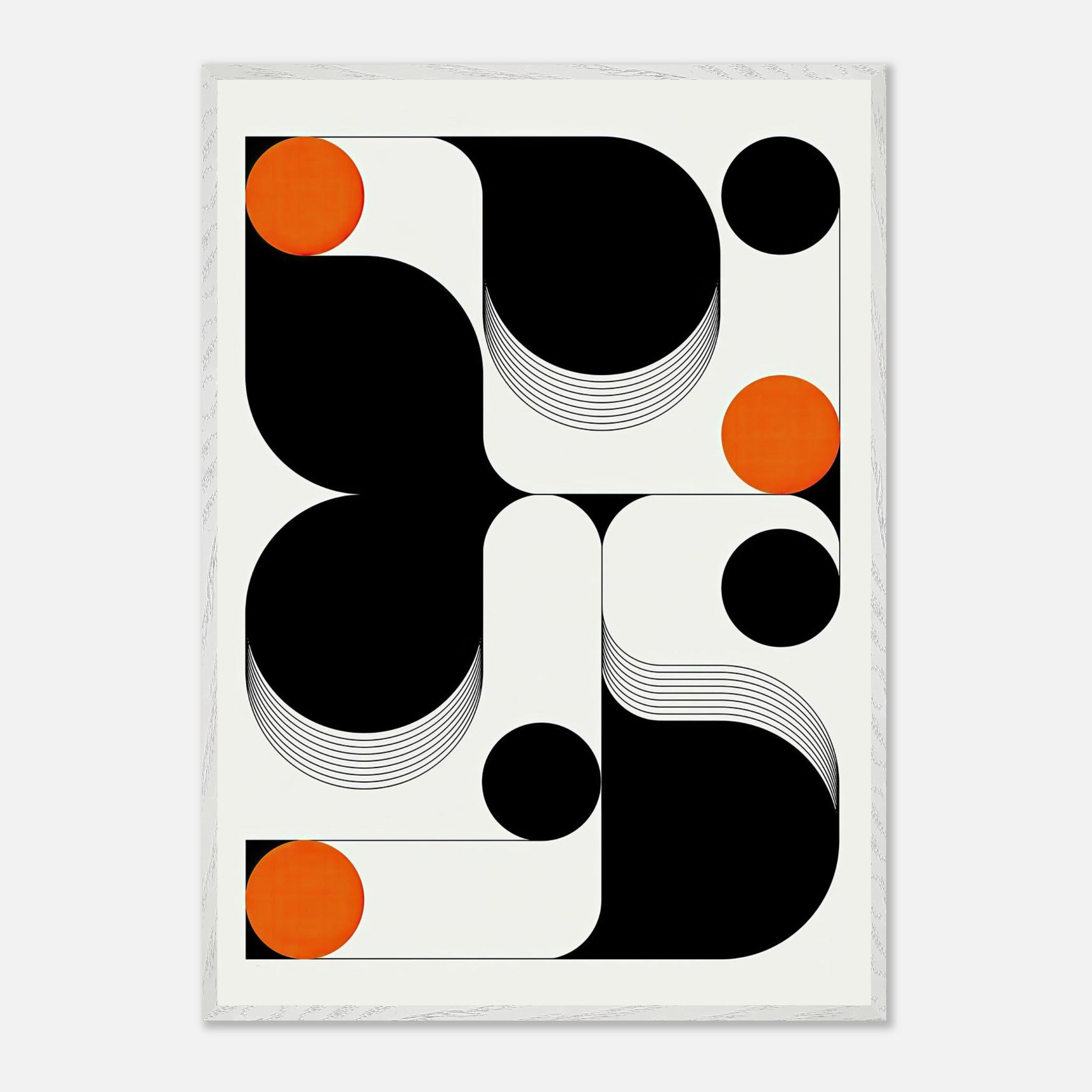 Modern geometric abstract art featuring dynamic shapes and bold colors, perfect for elevating any contemporary space.