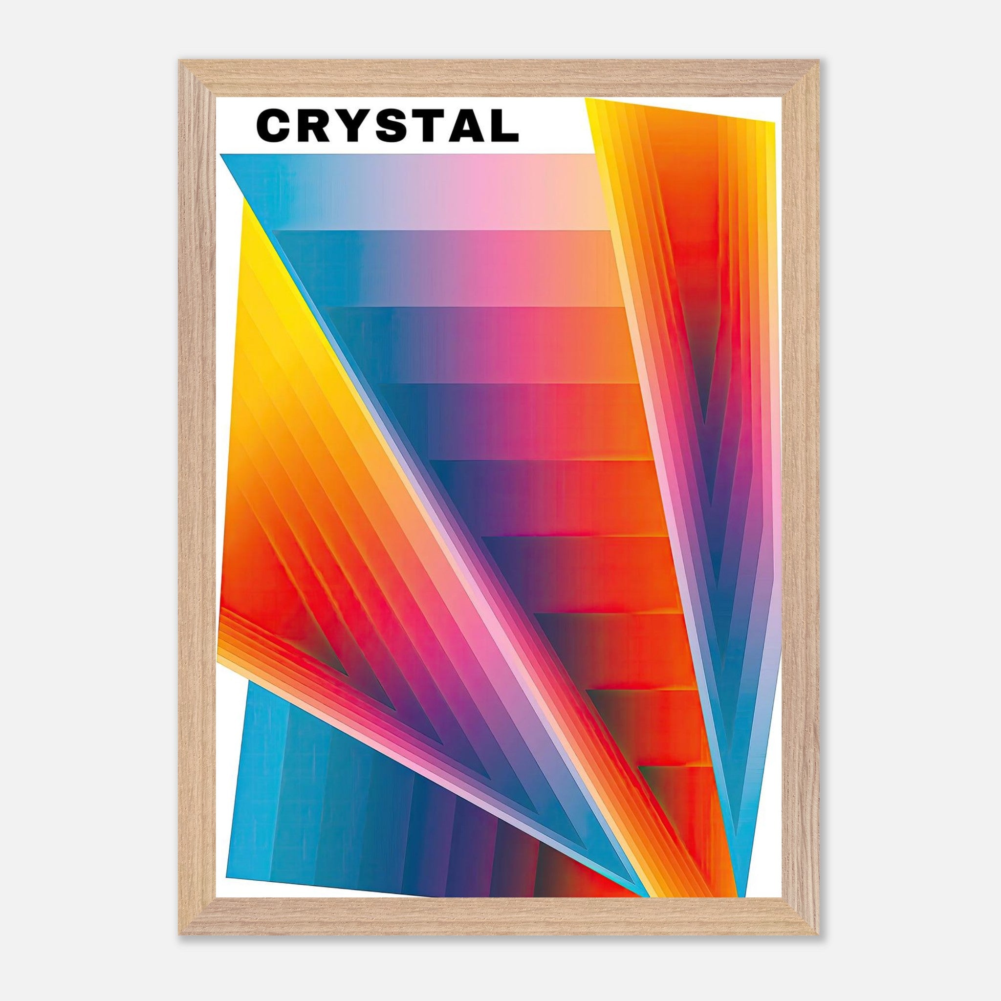 Crystal Abstract Art Vintage Framed Print with vibrant colors and geometric patterns, ideal for elevating interior decor.