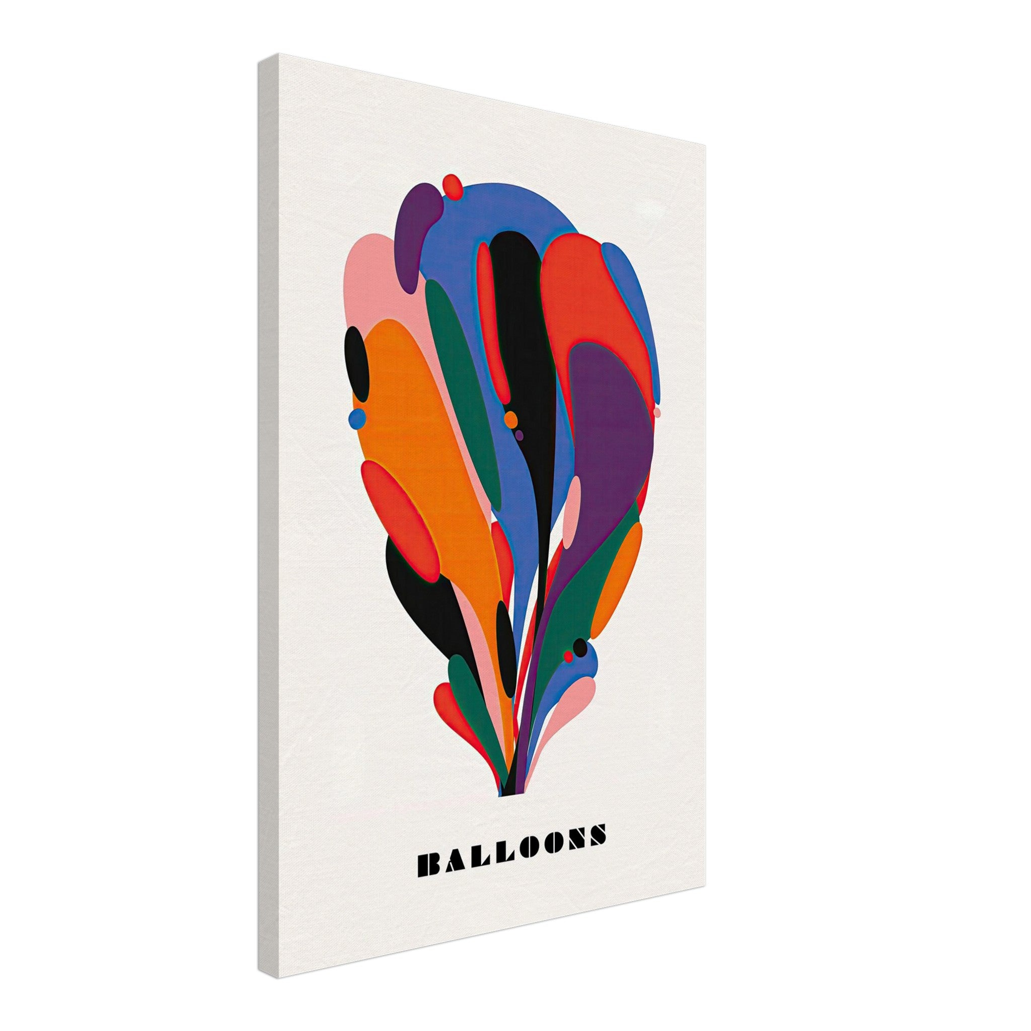 Abstract Balloon Art Canvas Print featuring vibrant colors and dynamic shapes, perfect for modern decor.