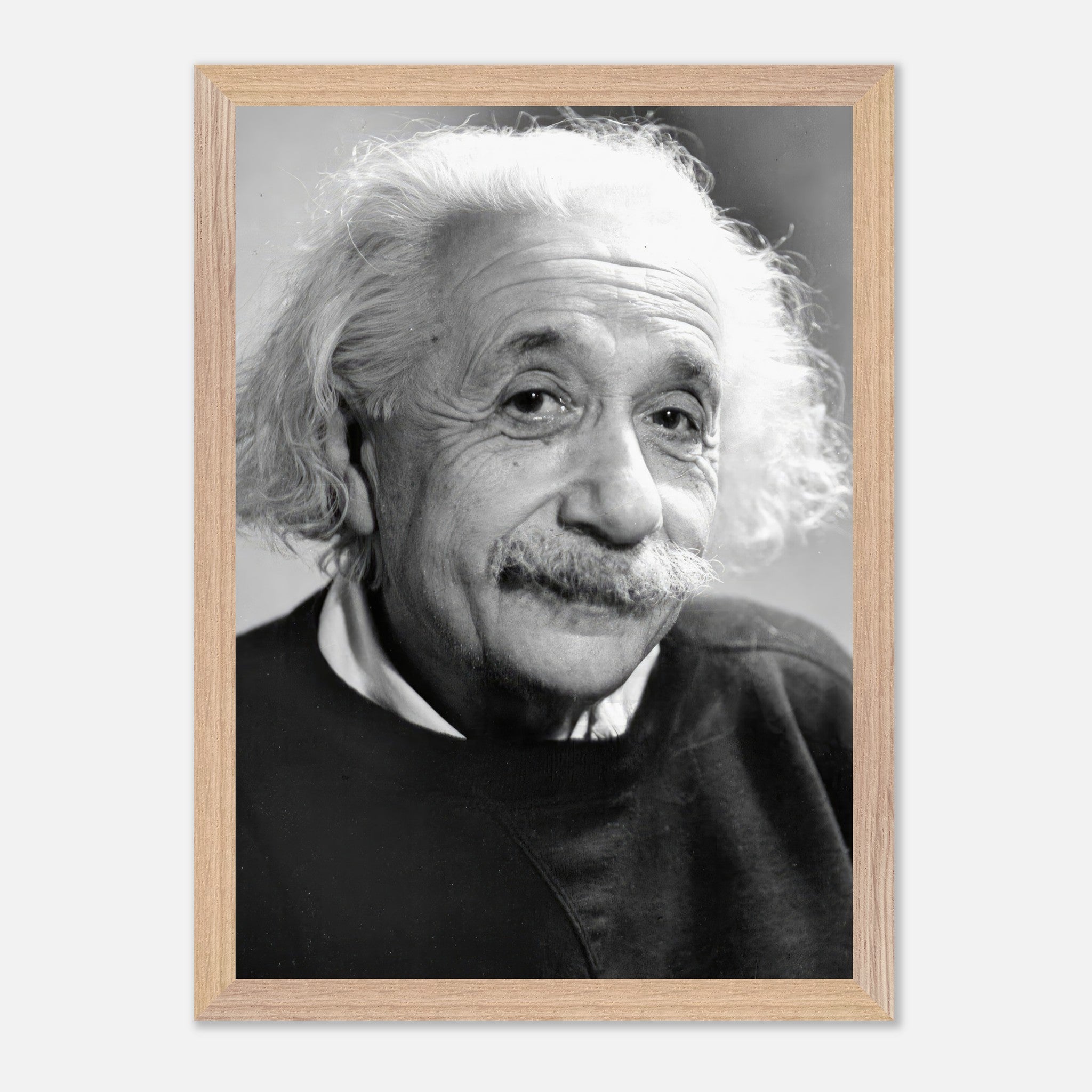 Vintage framed print of Albert Einstein from 1946, showcasing a warm black-and-white portrait.
