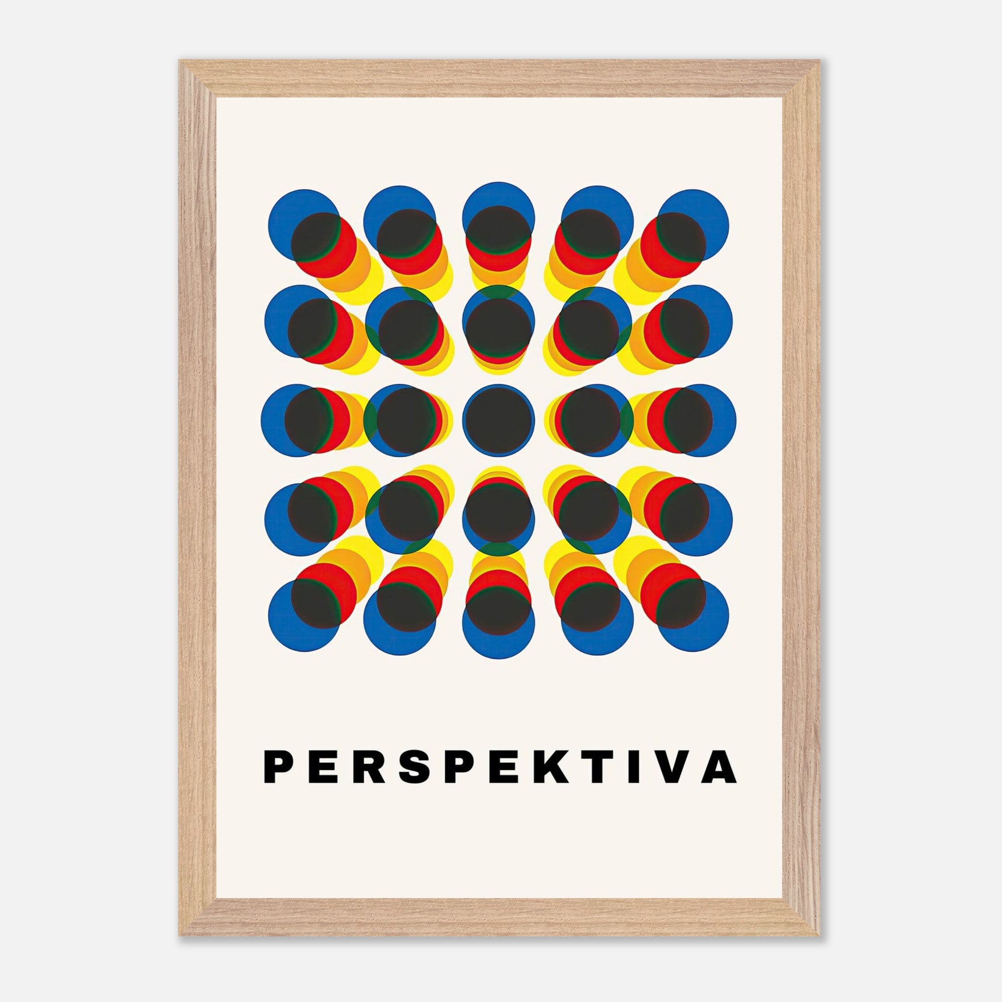 Perspective Abstract Art print with geometric design and optical illusion in a vintage frame.