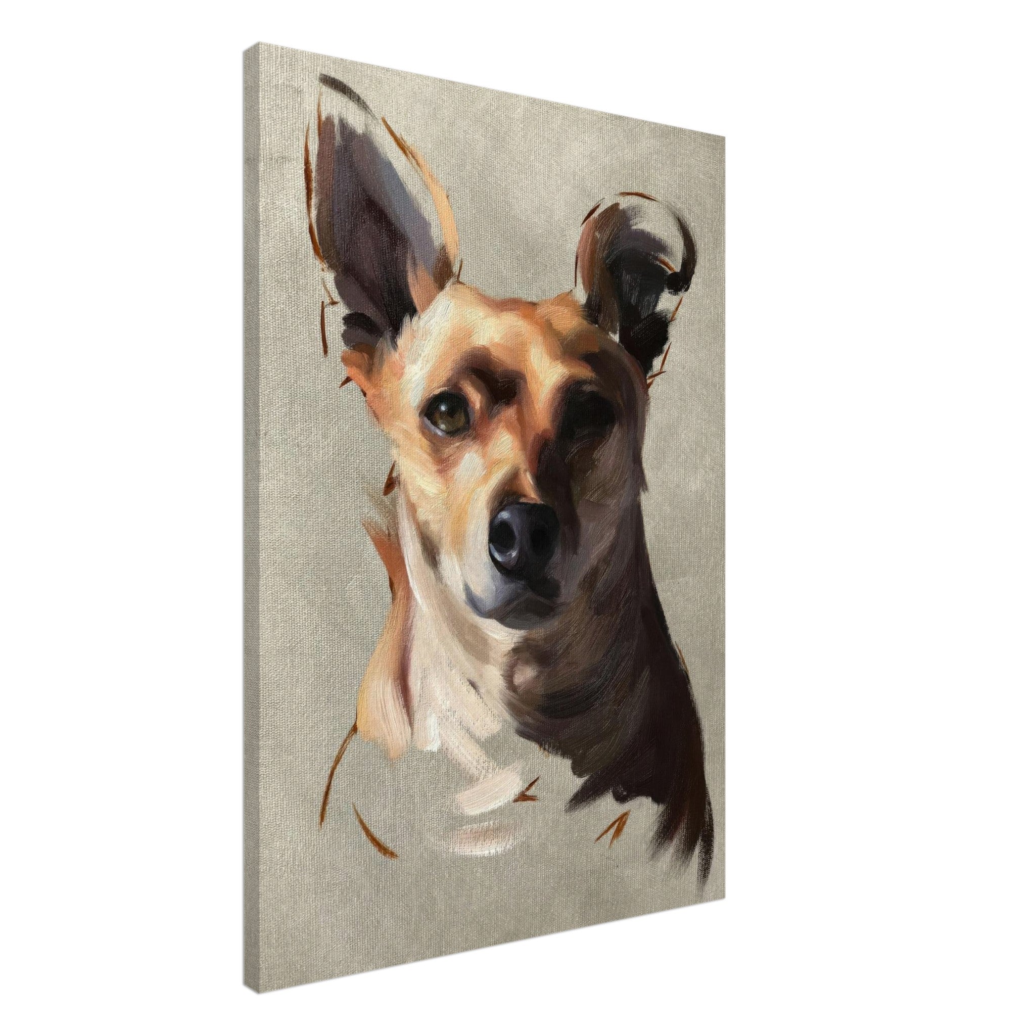 Chihuahua Dog Painting Canvas Print with expressive brushstrokes and warm colors, perfect for dog lovers' decor.