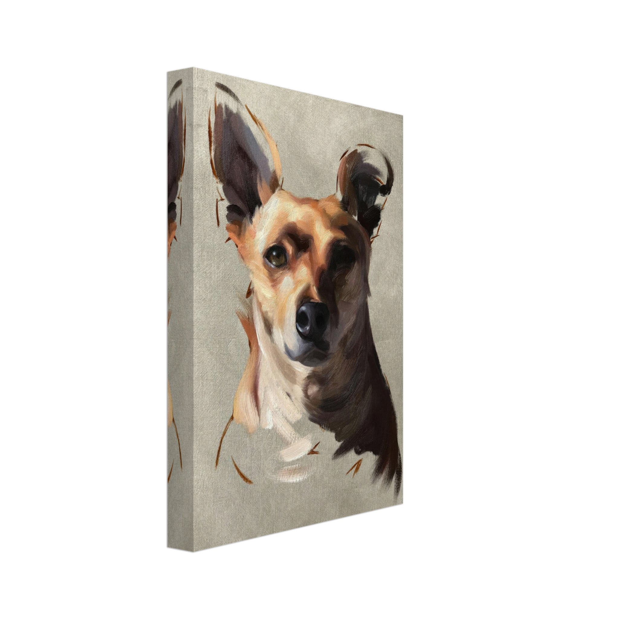 Chihuahua Dog Painting Canvas Print showcasing expressive brushstrokes and warm colors, ideal for dog lover decor.