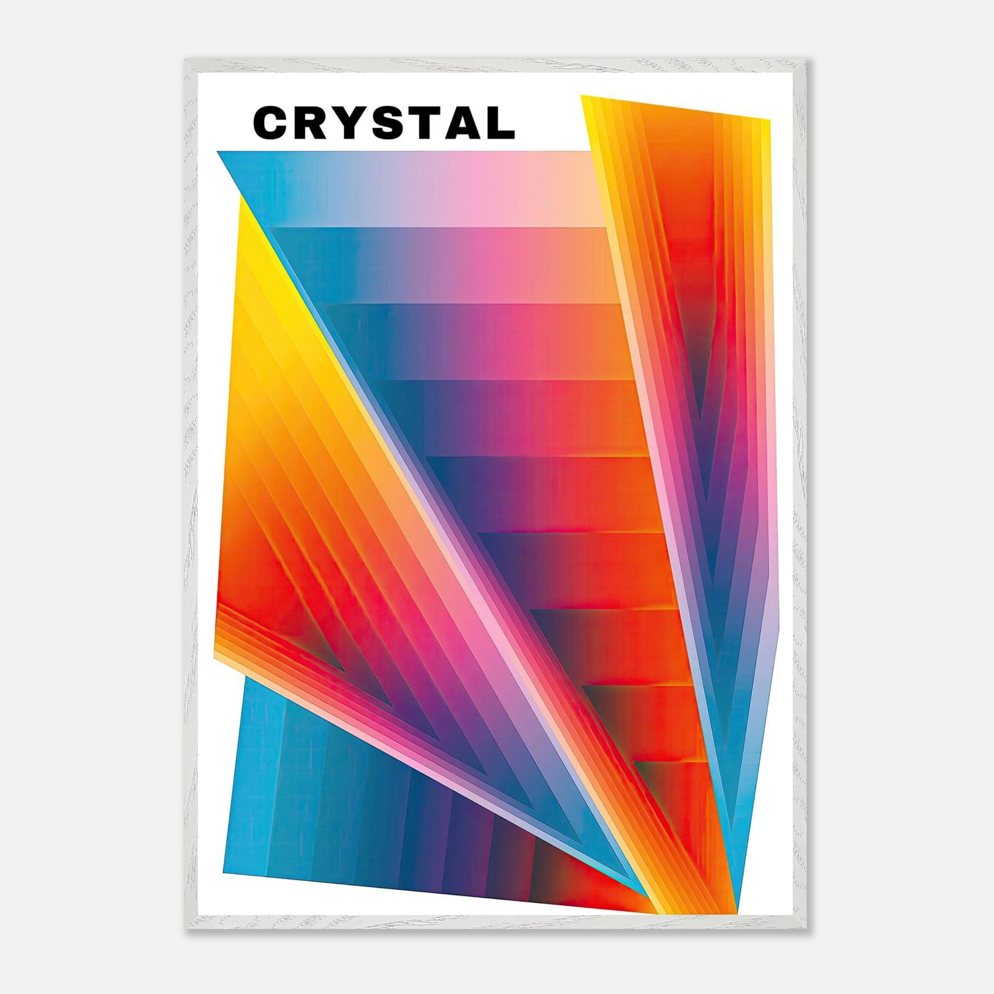 Vibrant Crystal Abstract Art print showcasing sharp angles and layered transparency in bold colors.