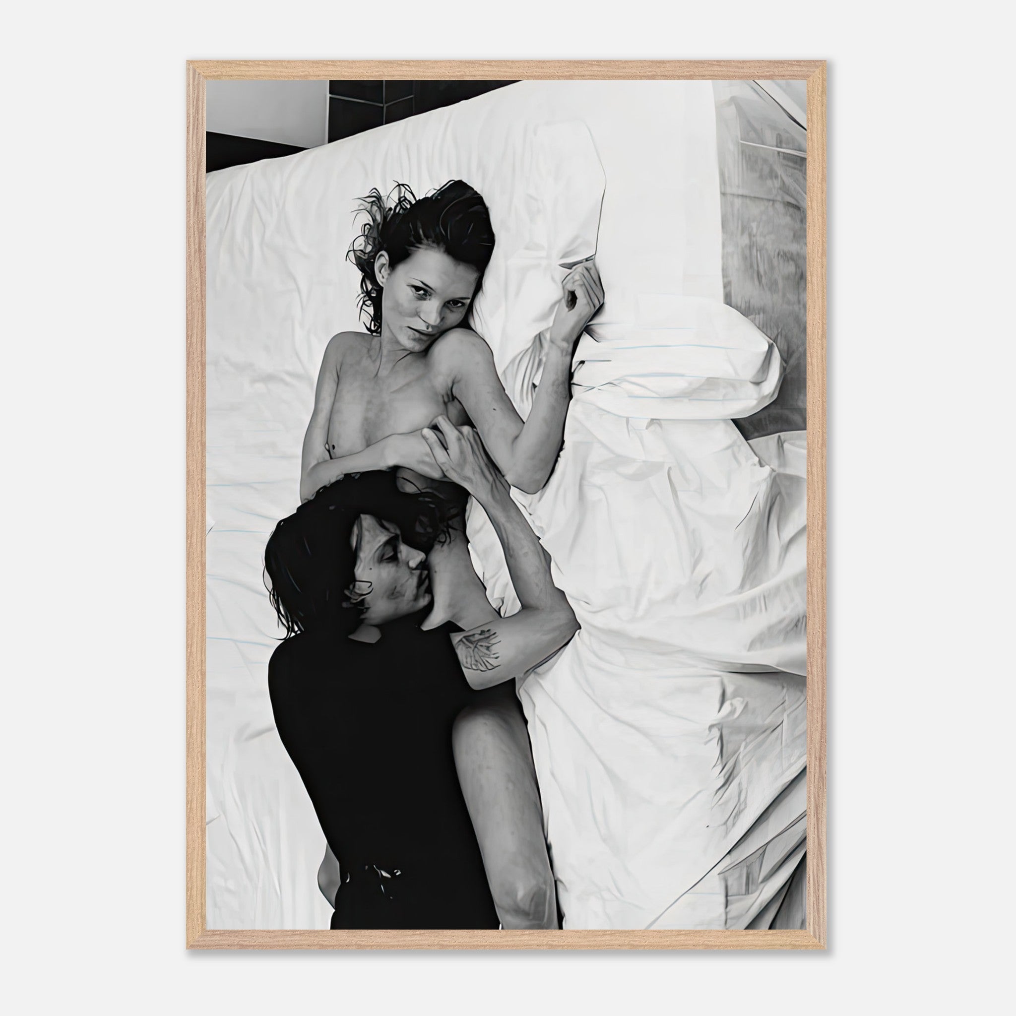 Fine art print of Kate Moss and Johnny Depp in New York, 1994, showcasing their chemistry and iconic glamour.
