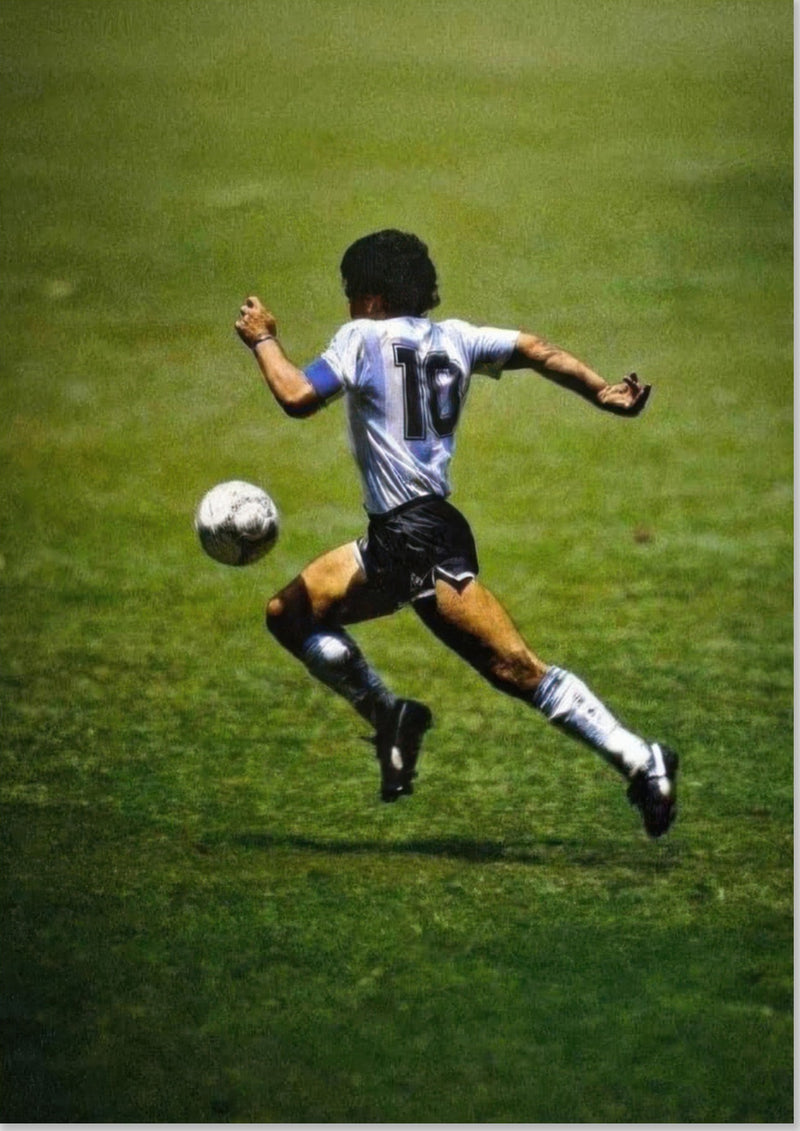 Ikonisk Diego Maradona Løpende Fotografi - Fotballspiller Legende