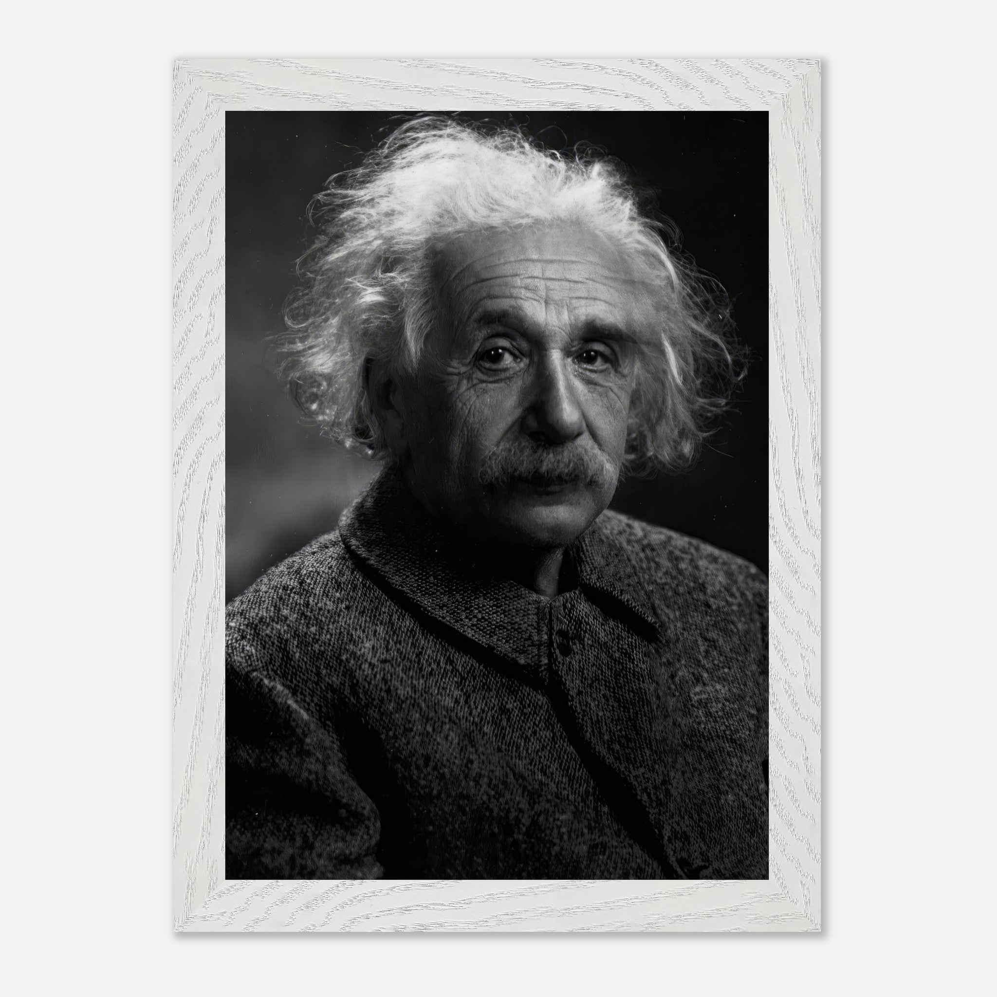 Albert Einstein vintage framed print, high-quality black-and-white portrait capturing his wisdom and intellect.