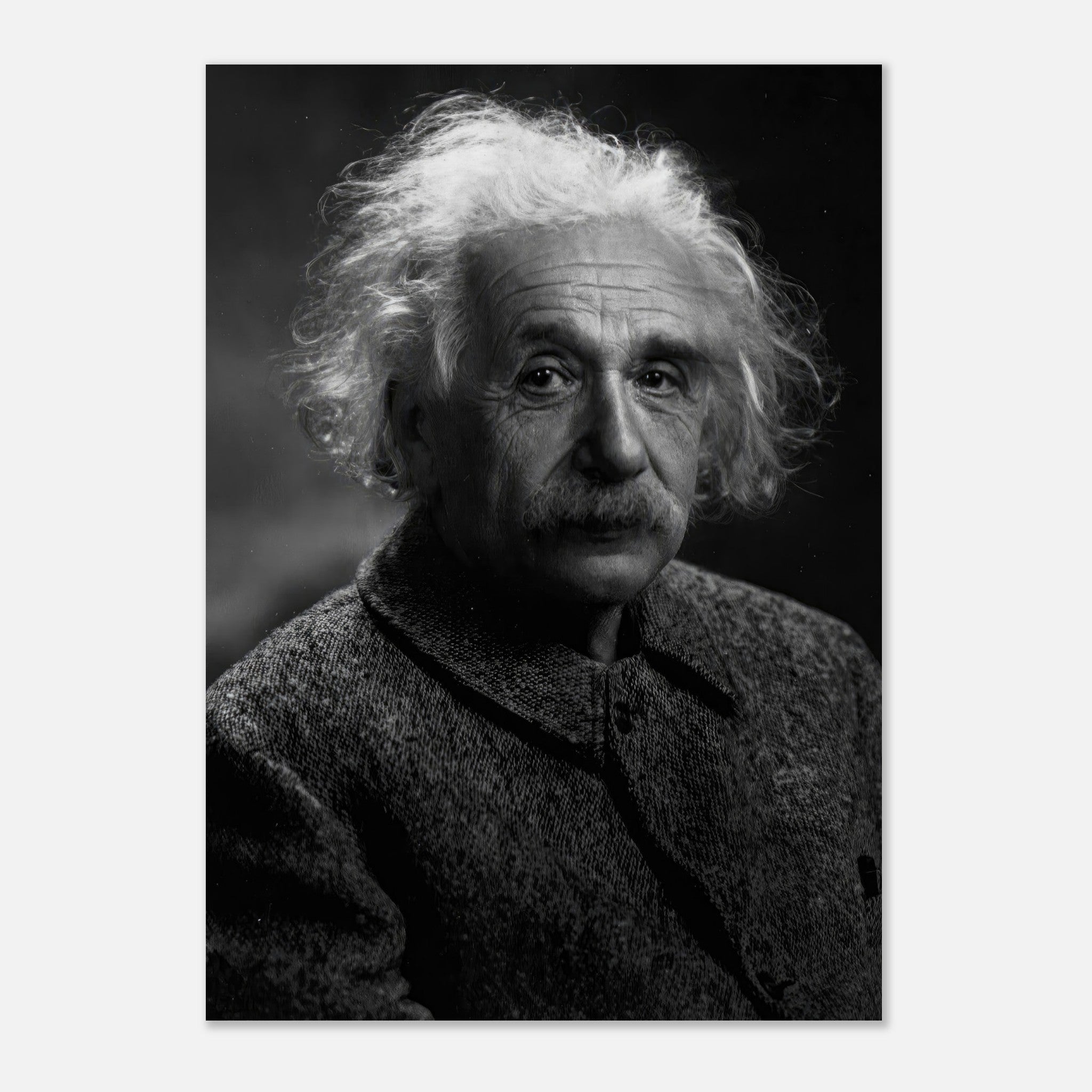 Albert Einstein portrait poster in black-and-white, highlighting the genius of the legendary physicist.