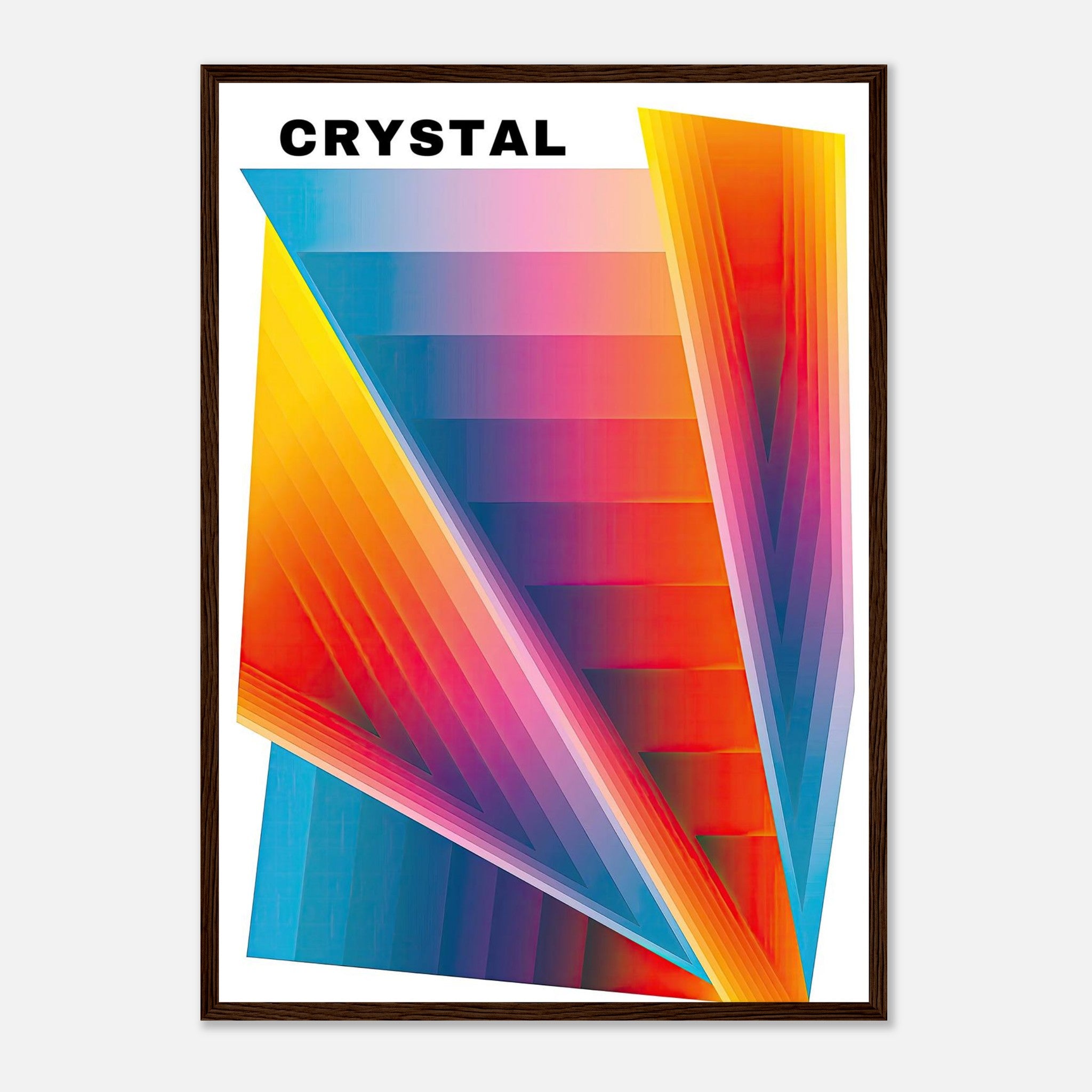 Crystal Abstract Art Framed Print showcasing vibrant hues and geometric patterns for modern interior decor.