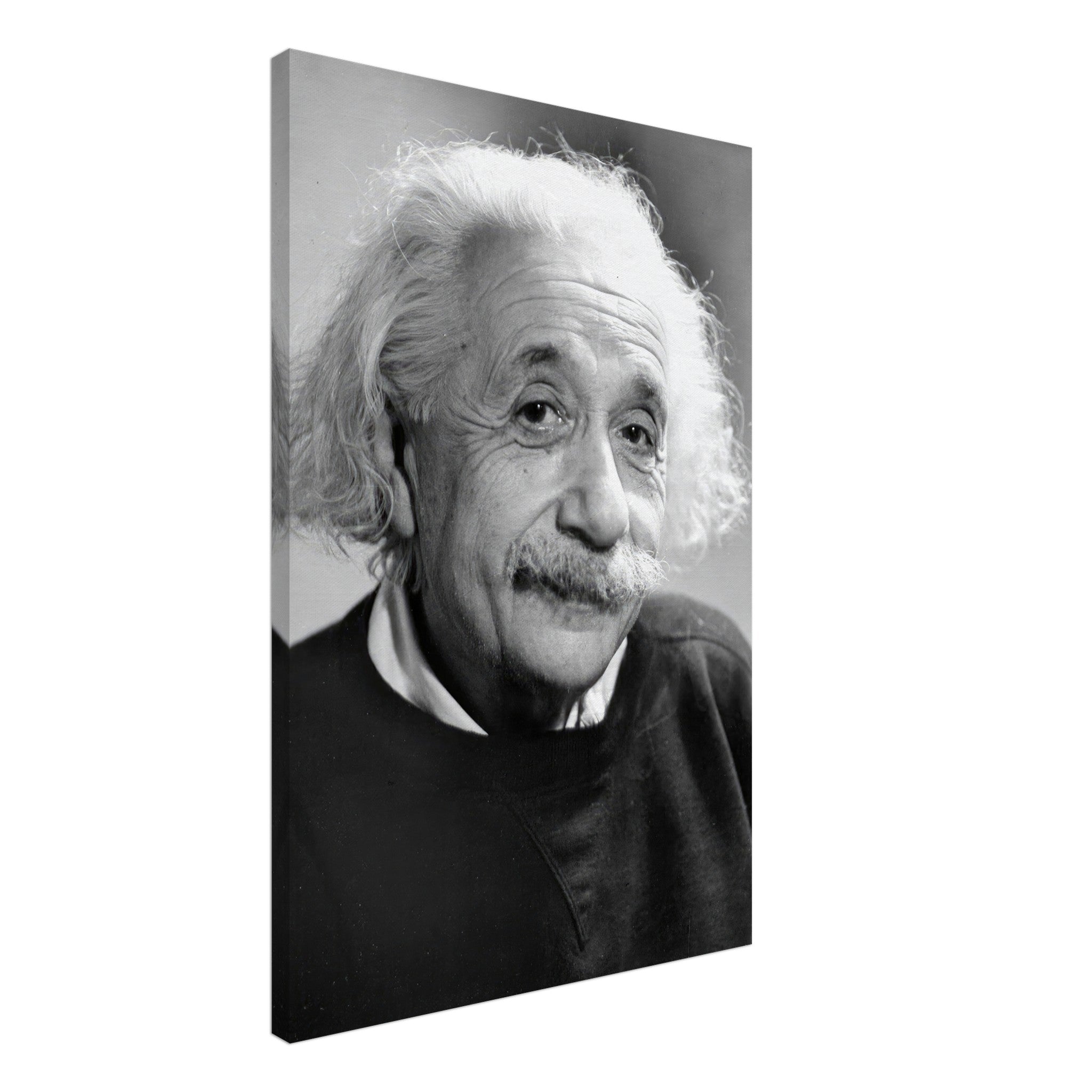 Black and white canvas print of Albert Einstein in 1946, showcasing his wisdom and curiosity.