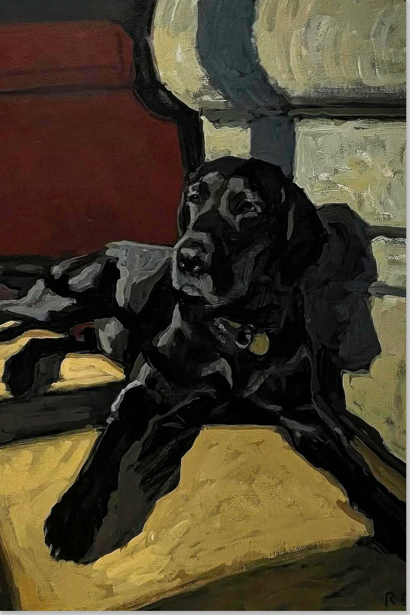Svart Labrador hundemaleri