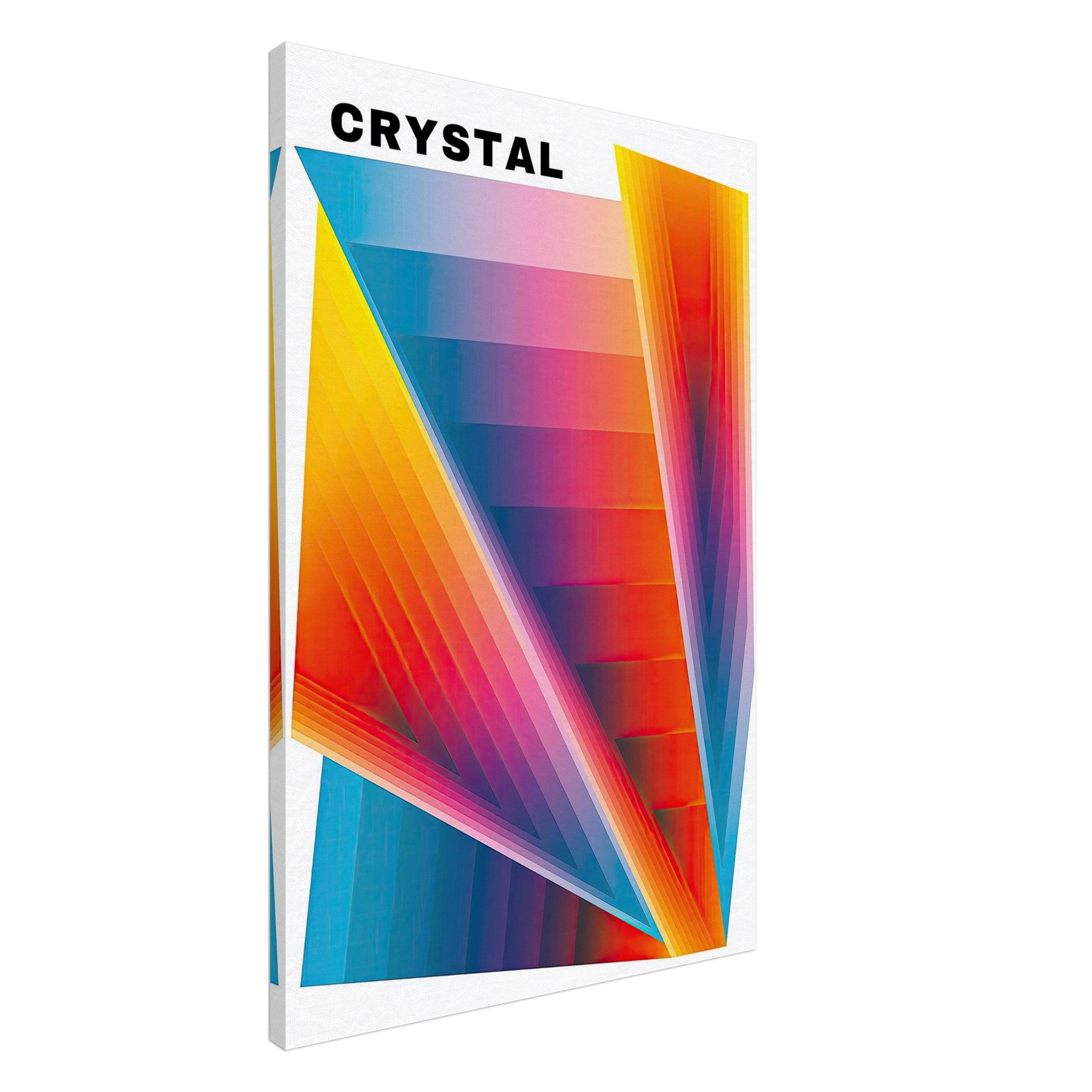 Vibrant Crystal Abstract Art Canvas Print with bold geometric shapes and a colorful gradient design.