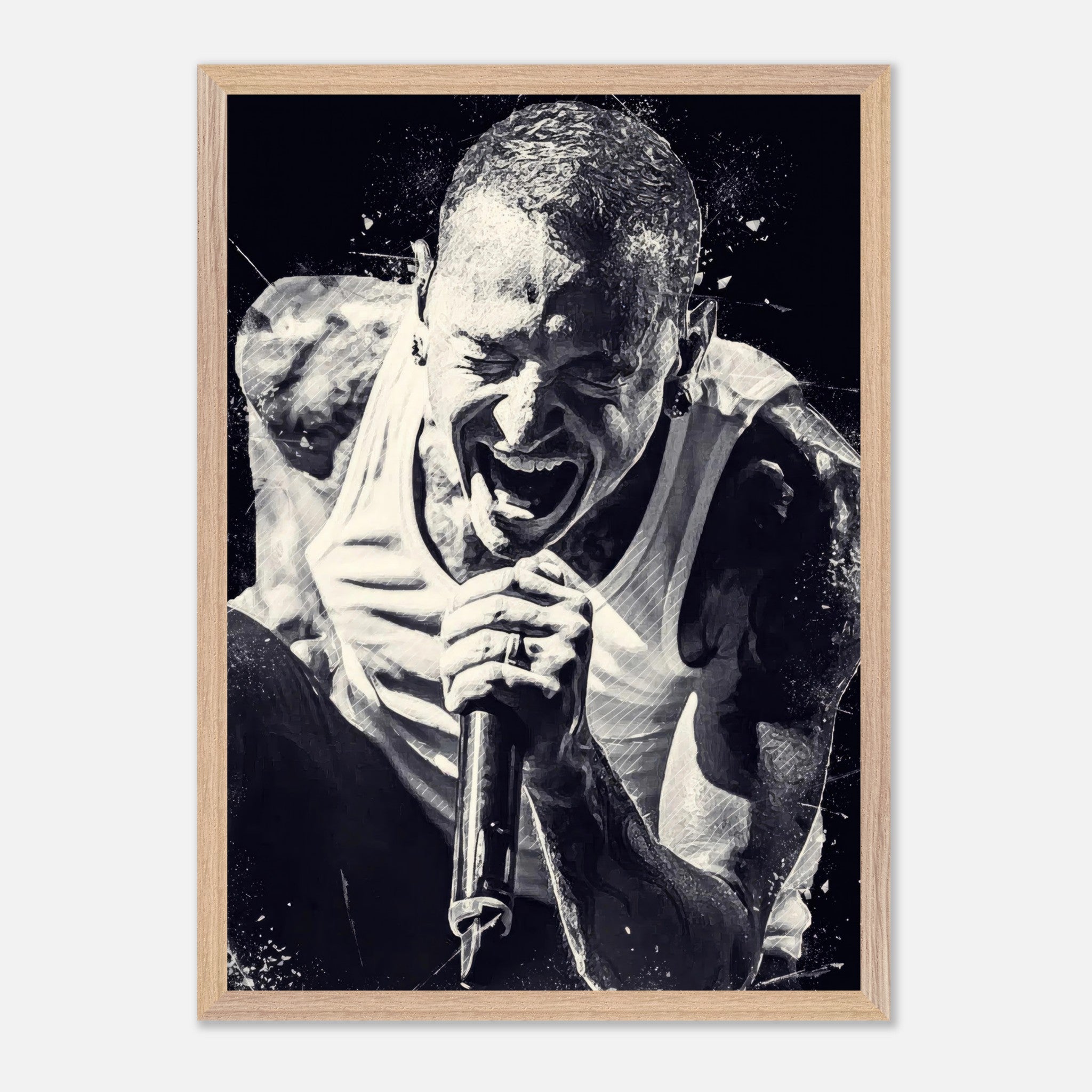 Chester Bennington fine art print, capturing the energy and emotion of the legendary Linkin Park frontman.
