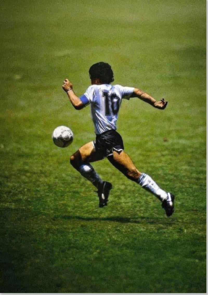 Ikonisk Diego Maradona Løpende Fotografi - Fotballspiller Legende