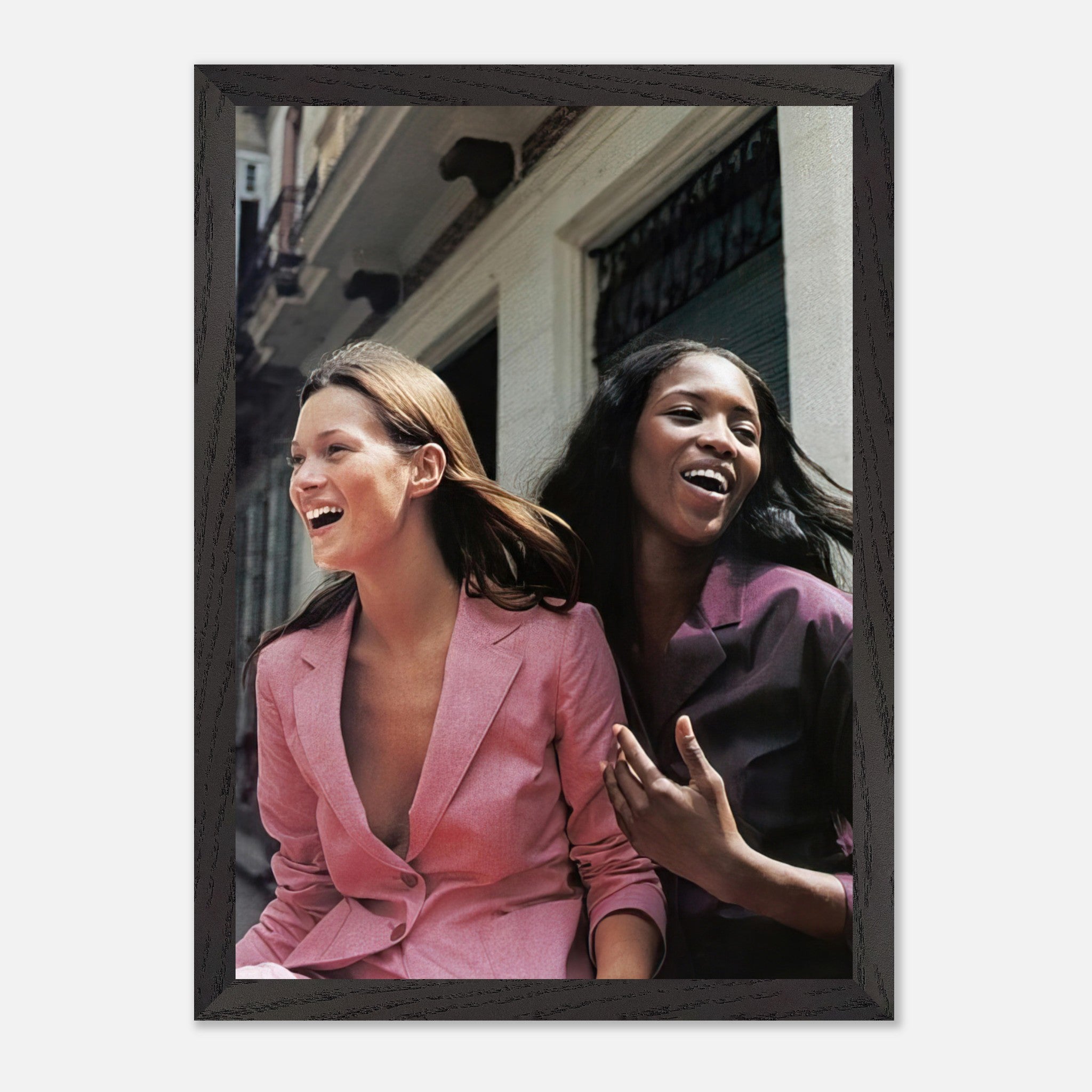Naomi Campbell and Kate Moss Vintage Framed Print showcasing timeless elegance and fashion history.