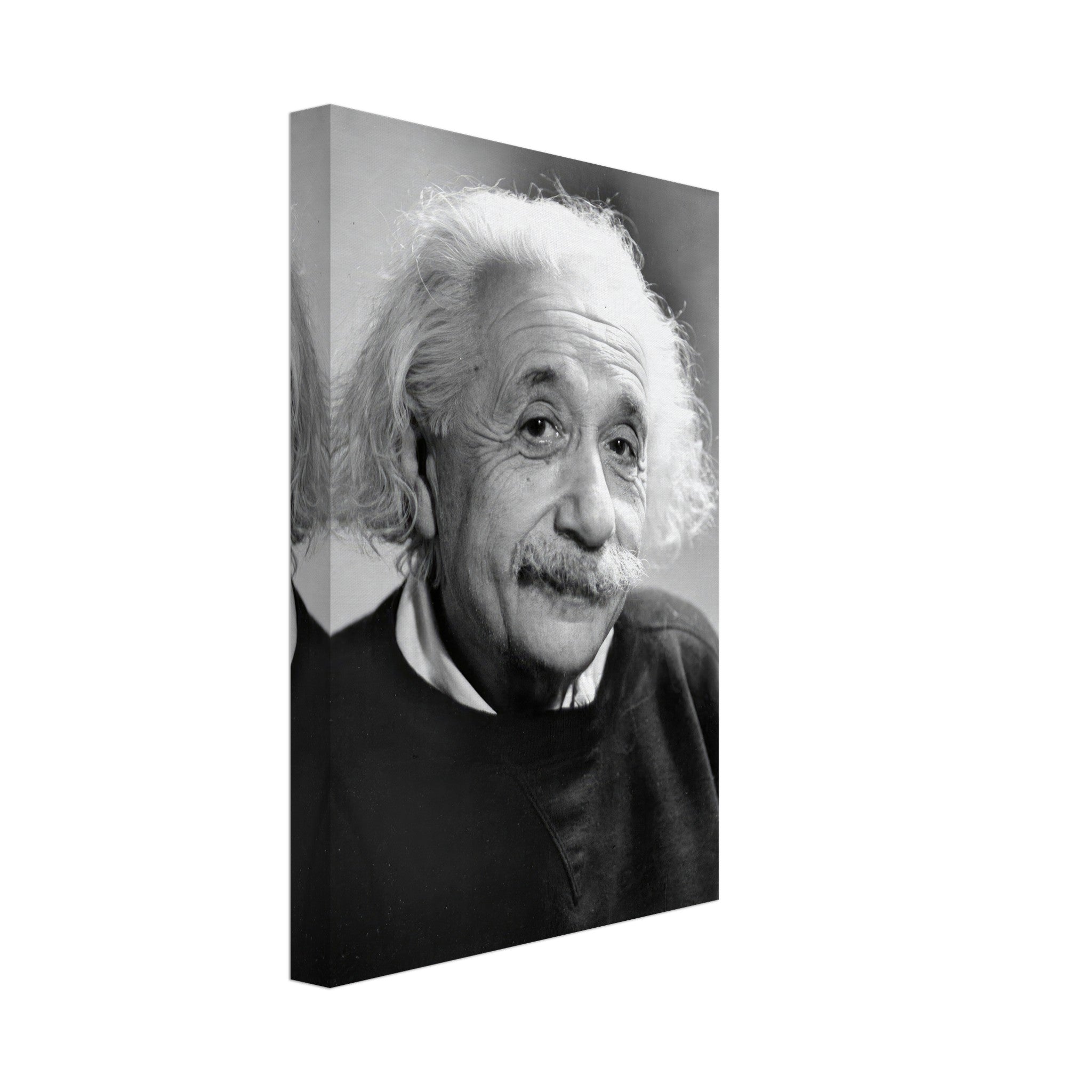 Black and white canvas print of Albert Einstein (1946), capturing wisdom and curiosity.