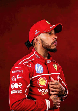 Lewis Hamilton with Ferrari Racing Suit