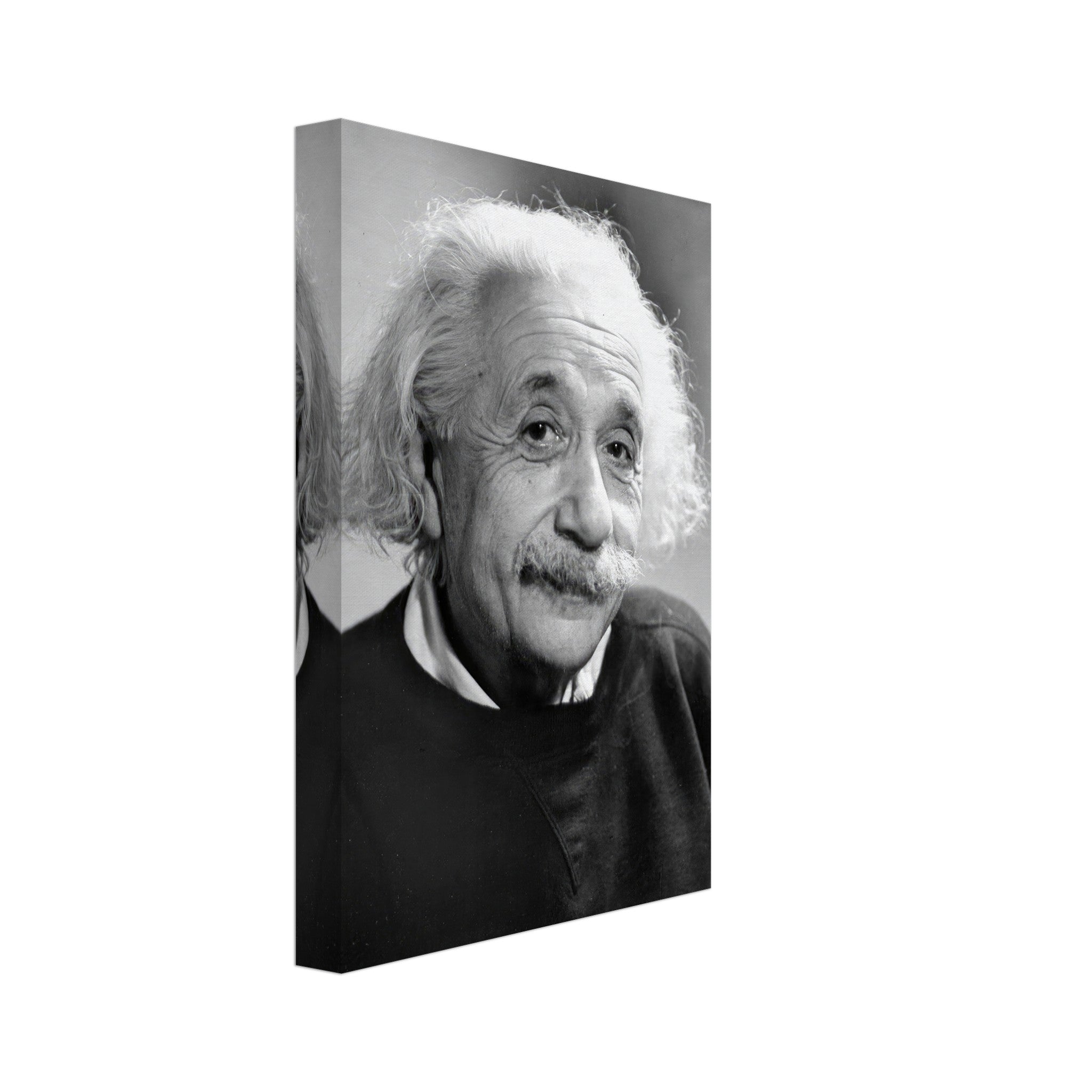 Black and white canvas print of Albert Einstein, showcasing his wisdom and iconic expression.