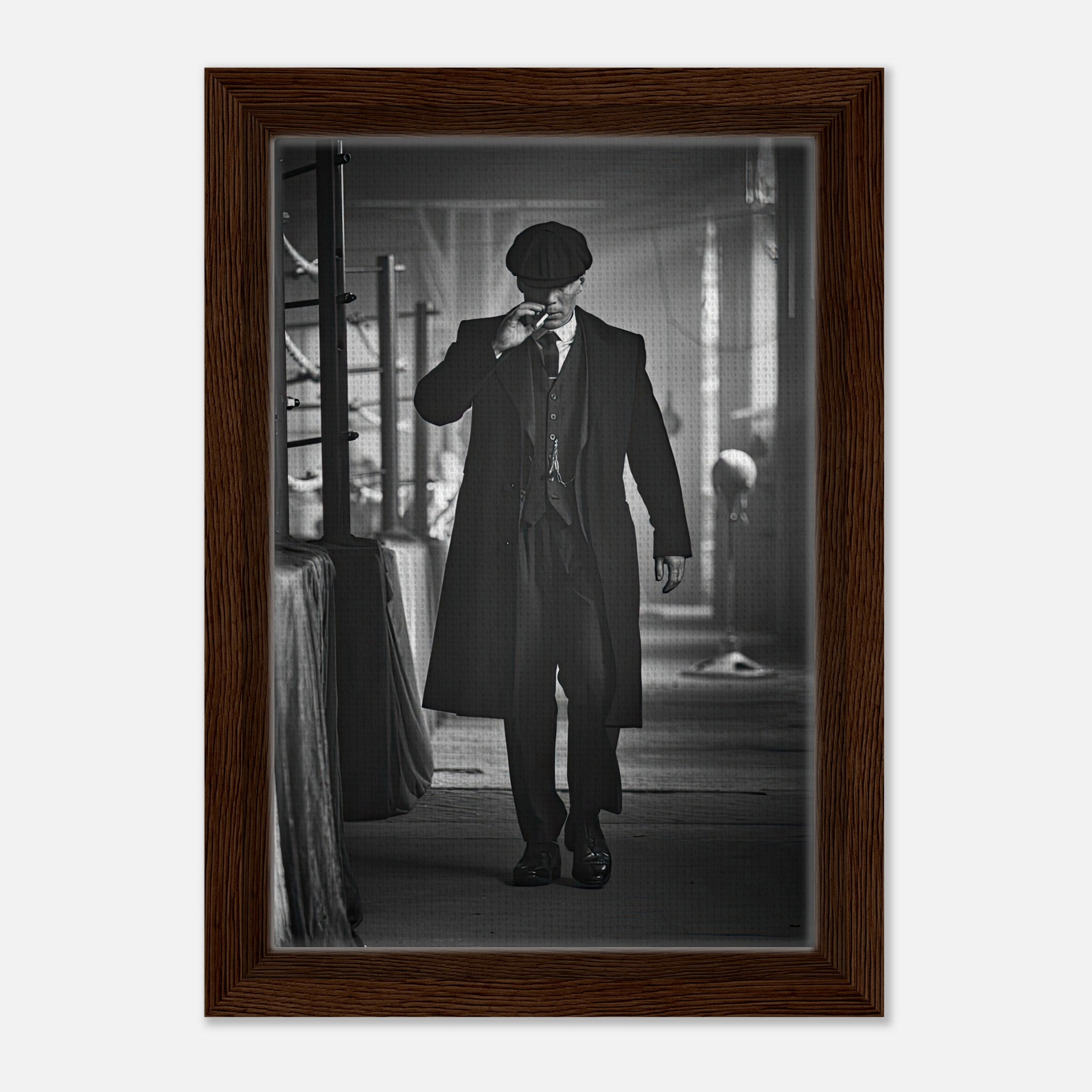 Tommy Shelby from Peaky Blinders in a framed canvas print, showcasing his iconic style and commanding presence.
