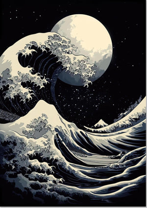 Die große Welle vor Kanagawa - Schwarz & Weiß