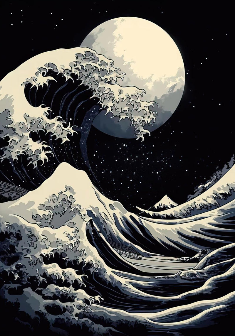 The Great Wave off Kanagawa - Black & White