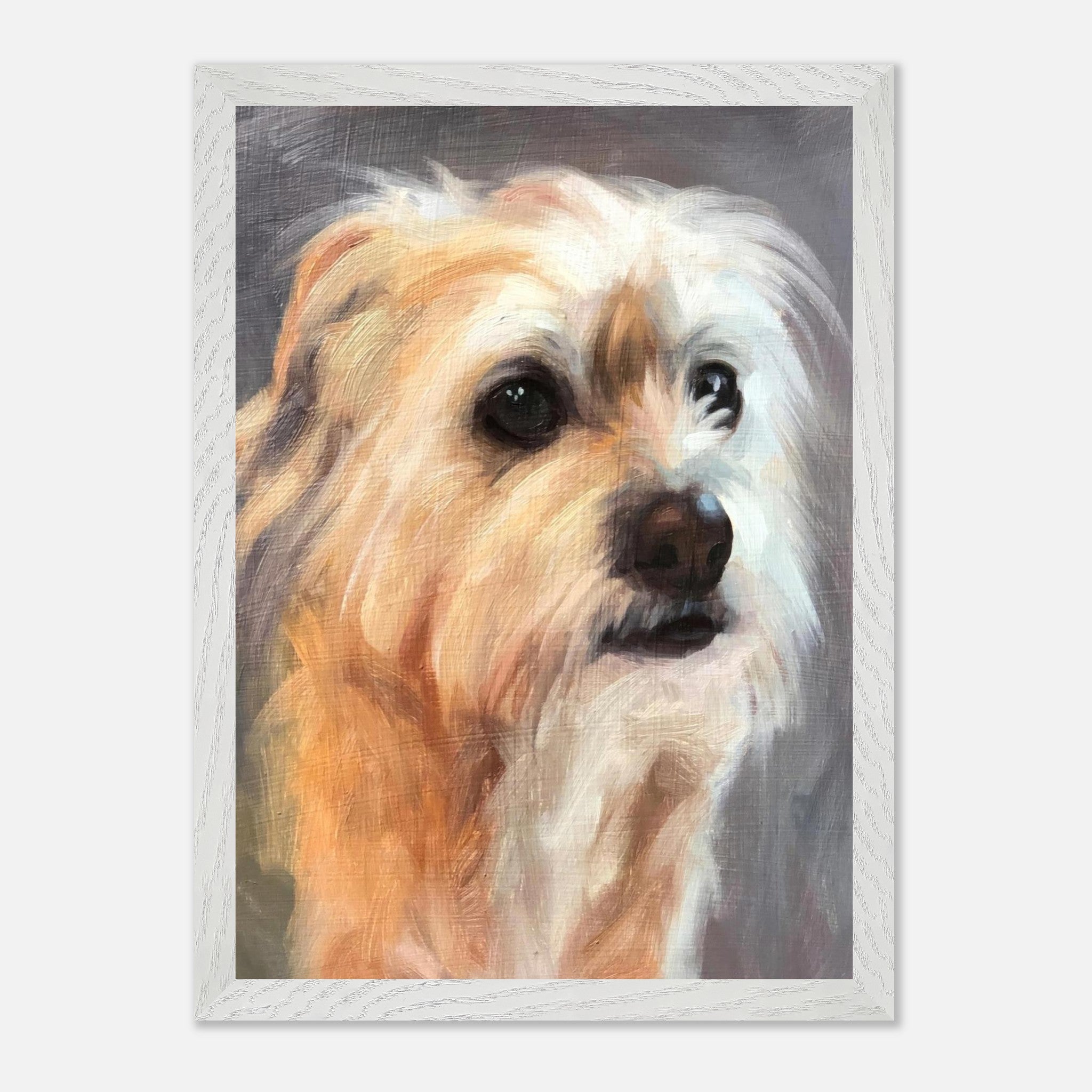 Terrier Dog Painting vintage framed print featuring a detailed portrait of a terrier with expressive eyes.
