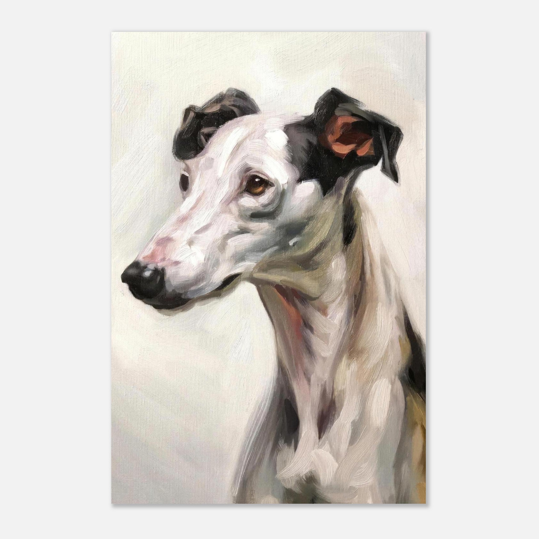 Elegant Greyhound Dog Painting in a painterly style, showcasing its sleek lines and soulful expression.