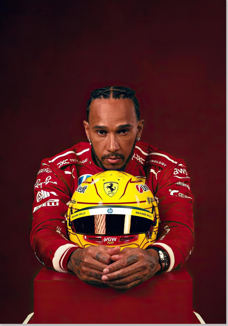 Lewis Hamilton - Casque Jaune Ferrari