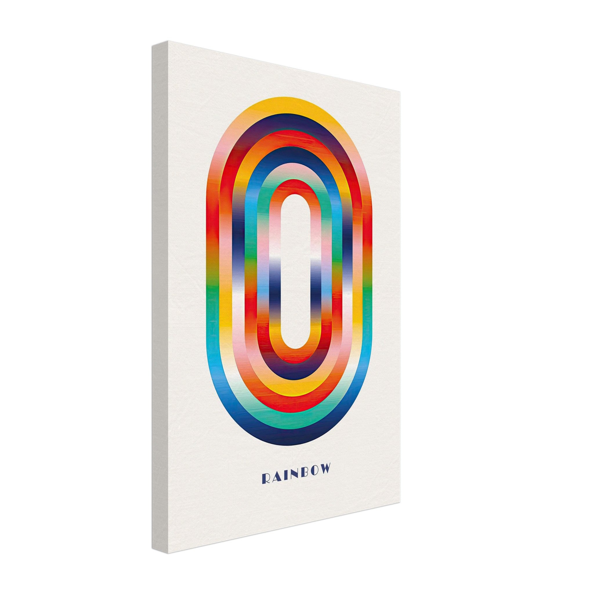 Abstract Rainbow Geometric Canvas Print with bold overlapping arches in vibrant colors.