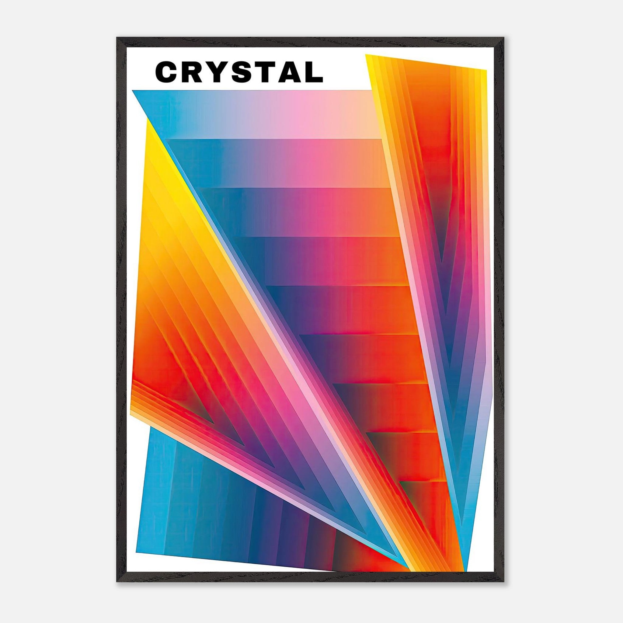 Colorful Crystal Abstract Art Vintage Framed Print featuring bold geometric patterns and vibrant hues.