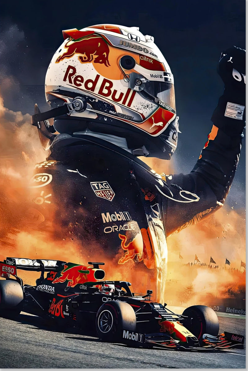 Impresión en metal de Max Verstappen Red Bull