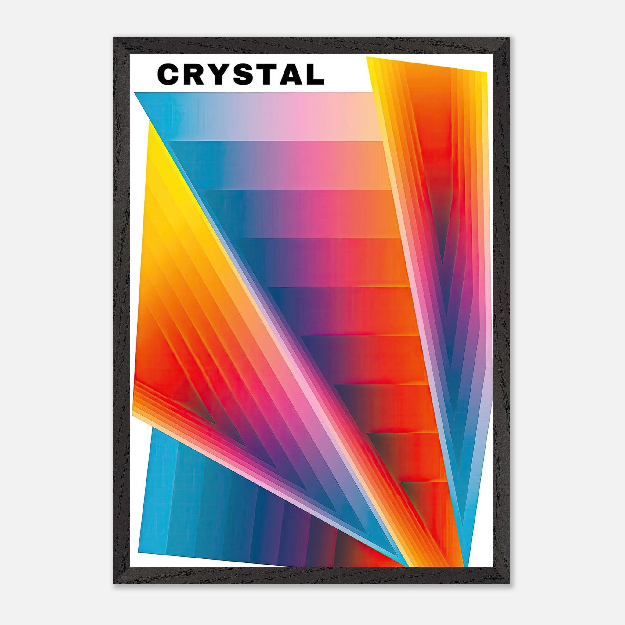 Crystal Abstract Art Vintage Framed Print featuring vibrant geometric patterns in bold colors.