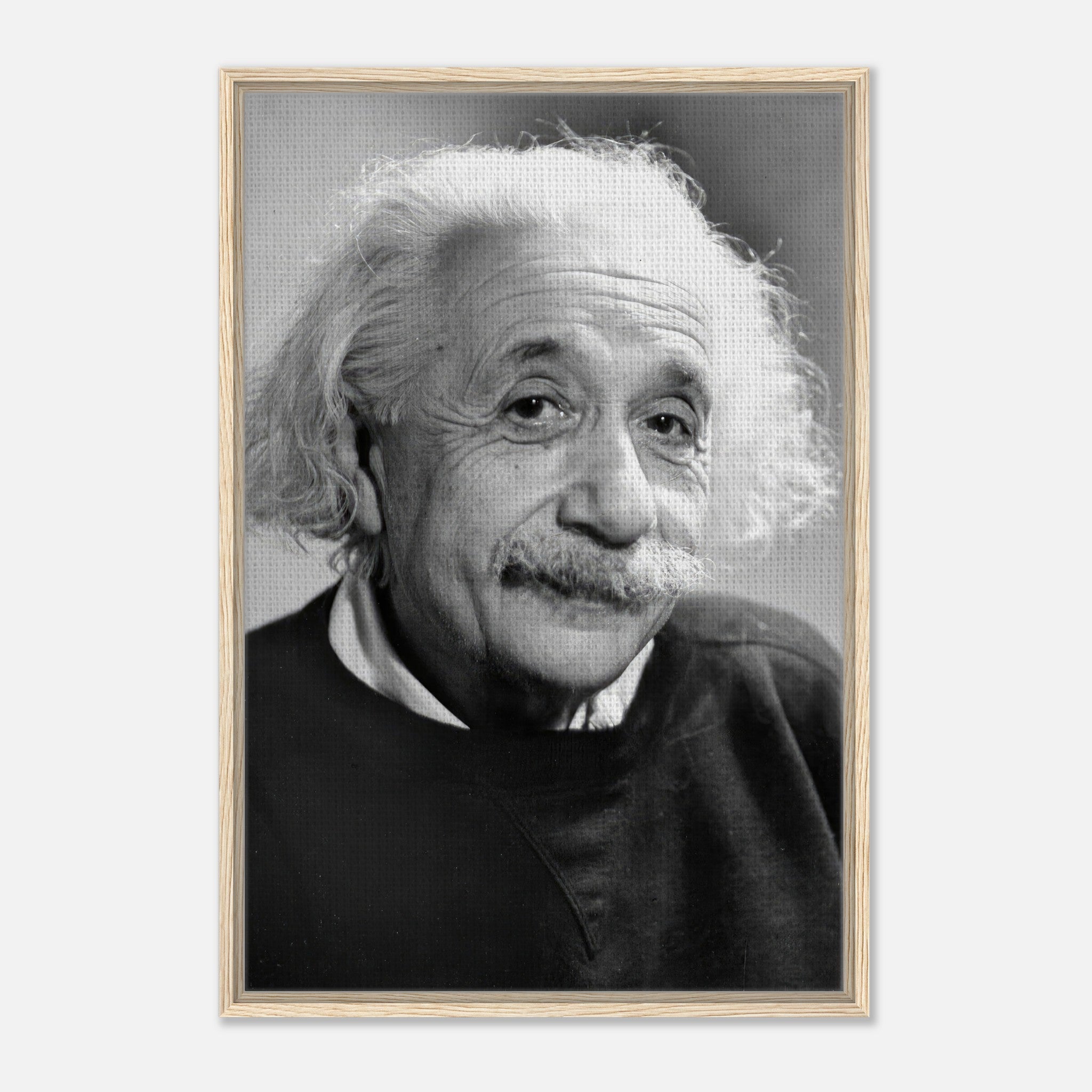Black and white portrait of Albert Einstein (1946) in a framed canvas print, showcasing his thoughtful expression.