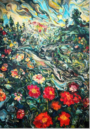 Peinture de paysage floral abstrait