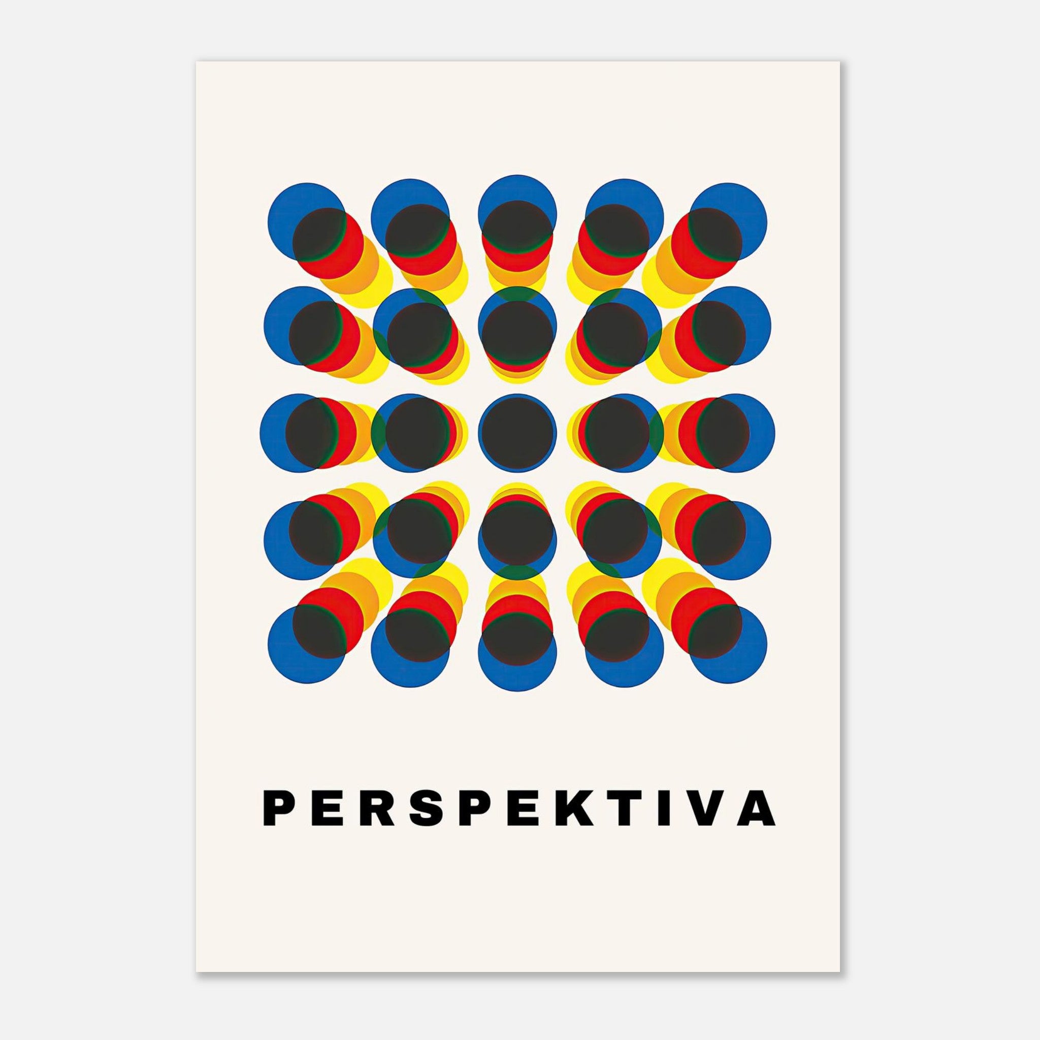 Perspective Abstract Art Poster featuring vibrant geometric patterns and an optical illusion design.