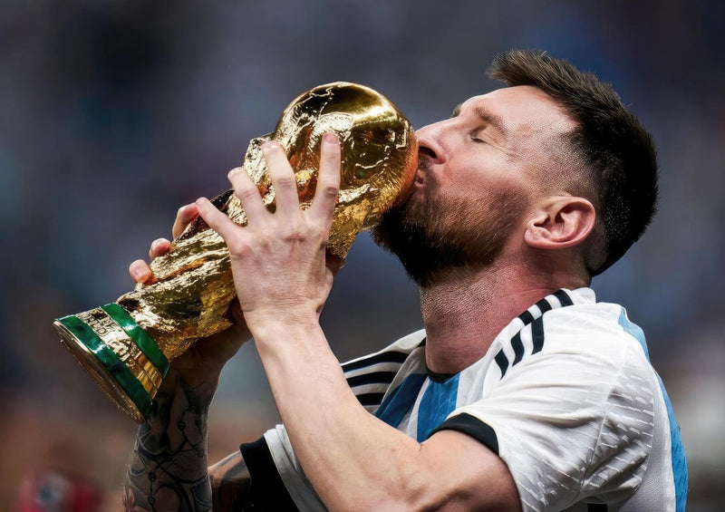 Lionel Messi kysser VM-trofeet - 2022 Argentinas seier