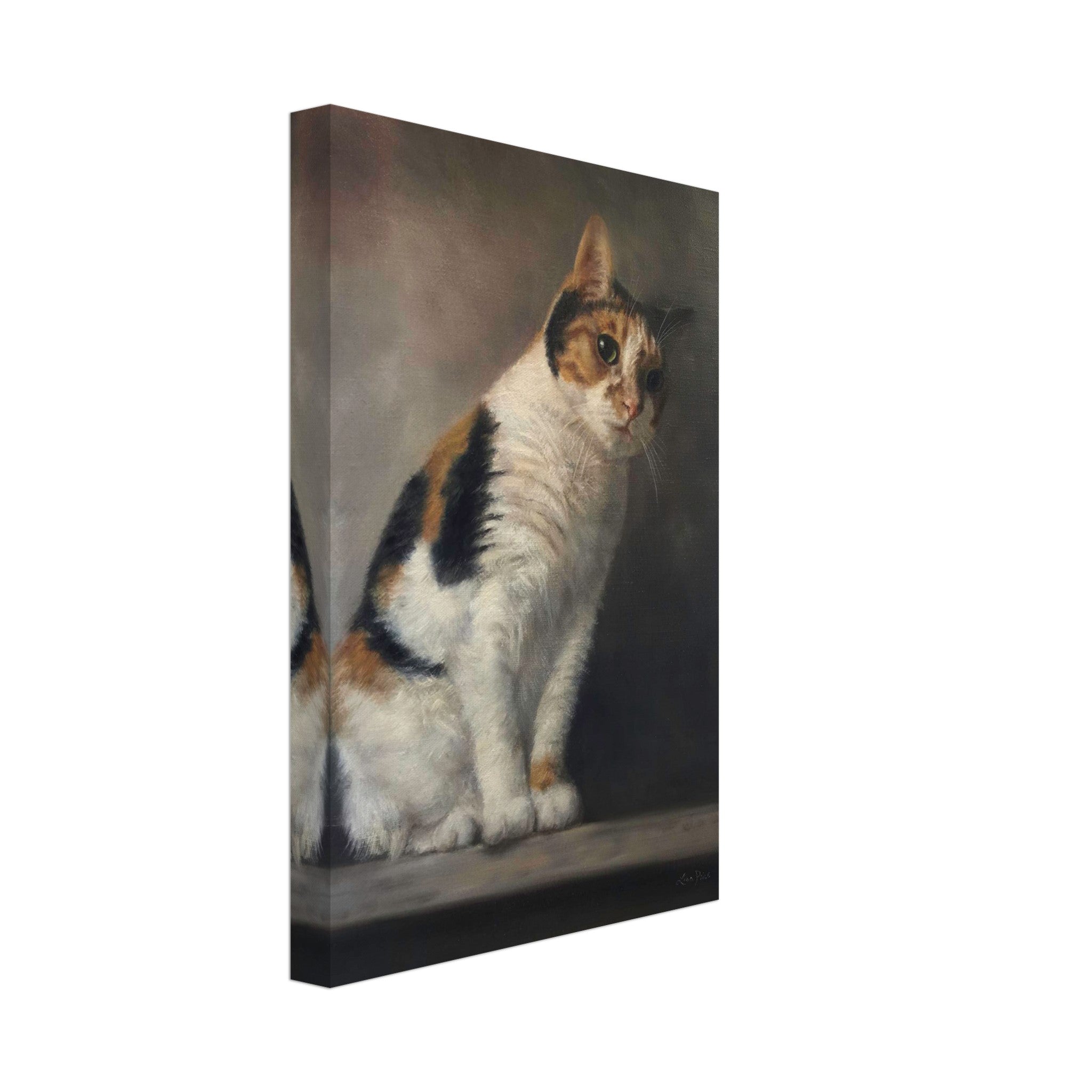 Realistic cat portrait painting canvas print showcasing a majestic feline with exquisite detail and lifelike colors.