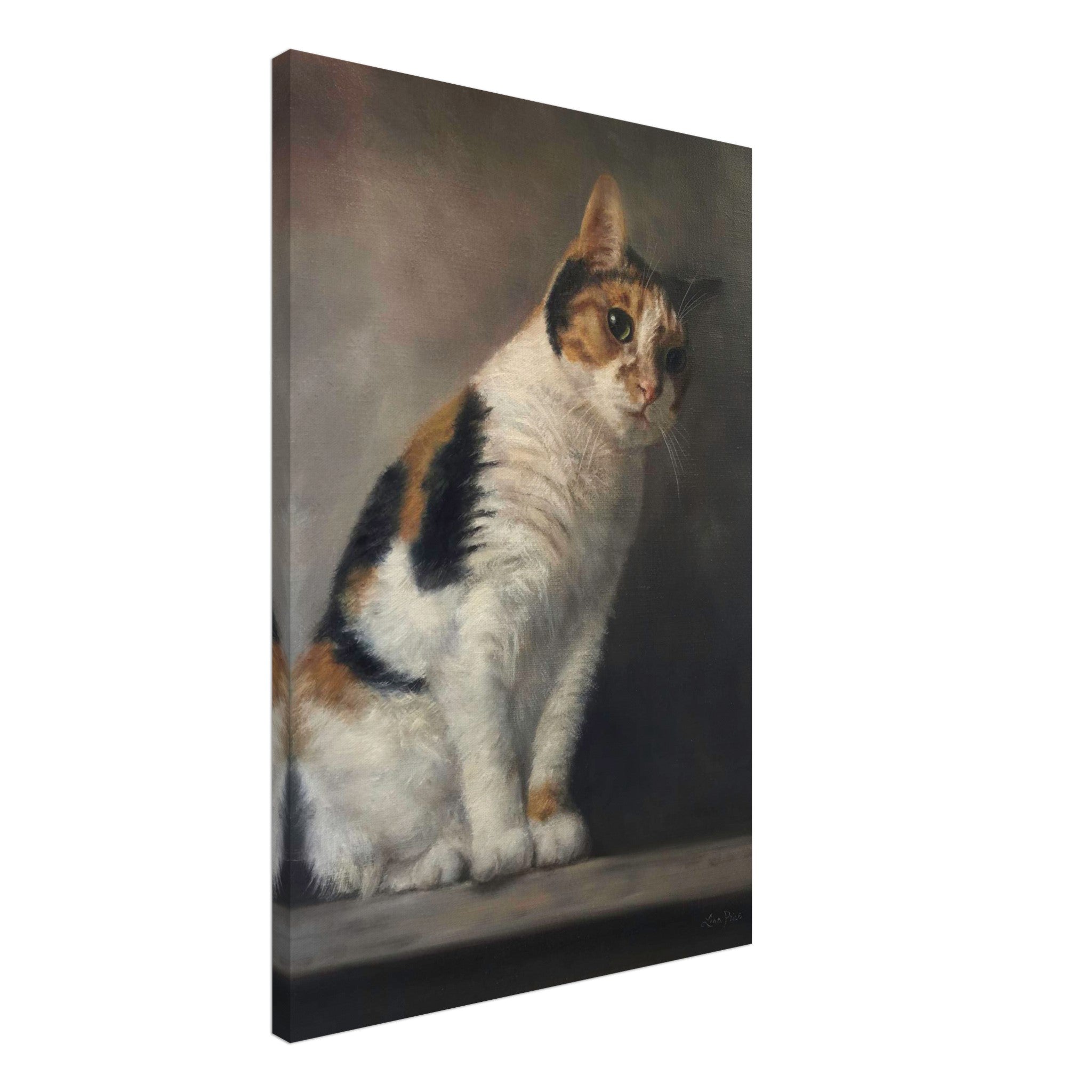 Realistic cat portrait painting canvas print showcasing exquisite detail and lifelike brushstrokes.