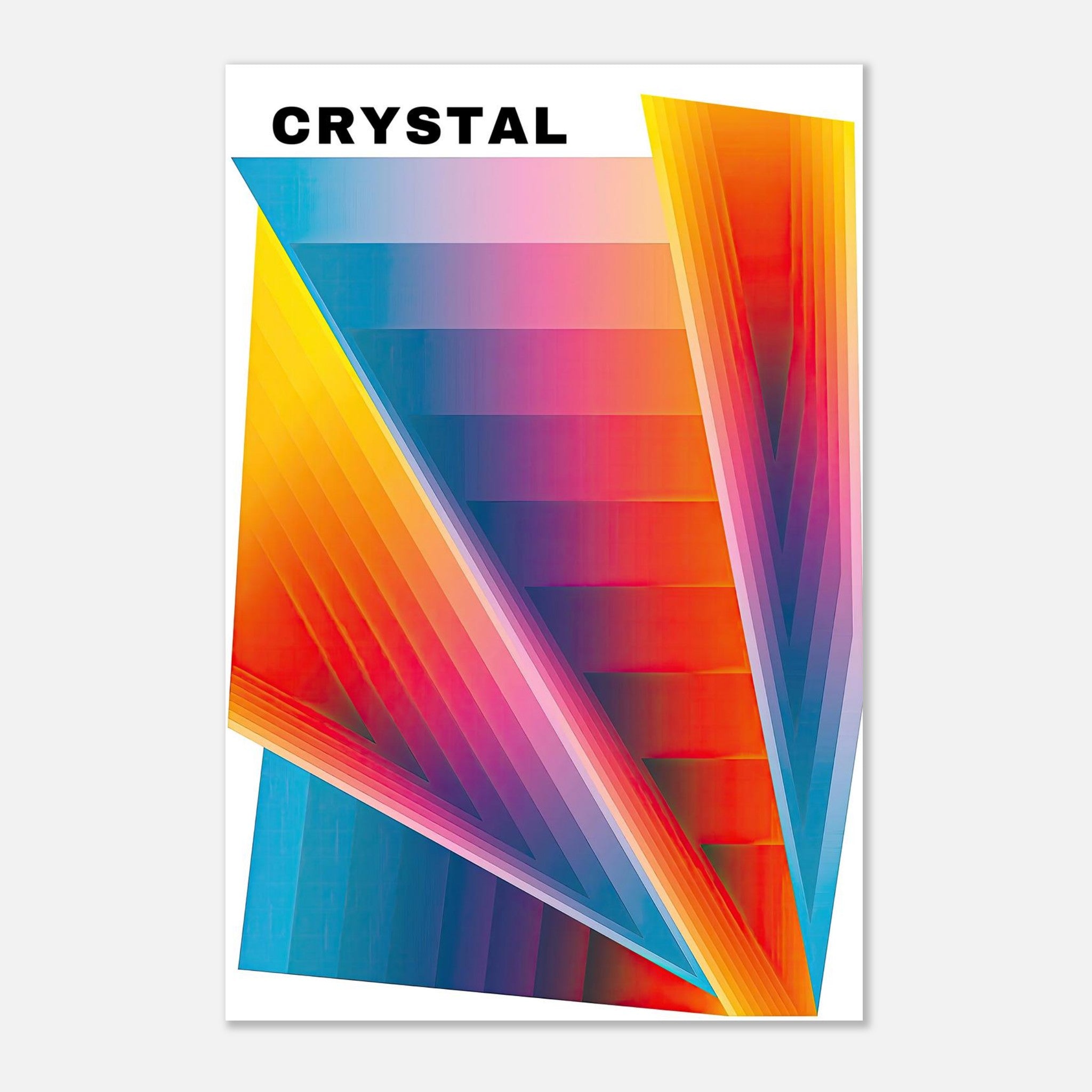 Vibrant Crystal Abstract Art Metal Print featuring geometric patterns and a dynamic color palette.