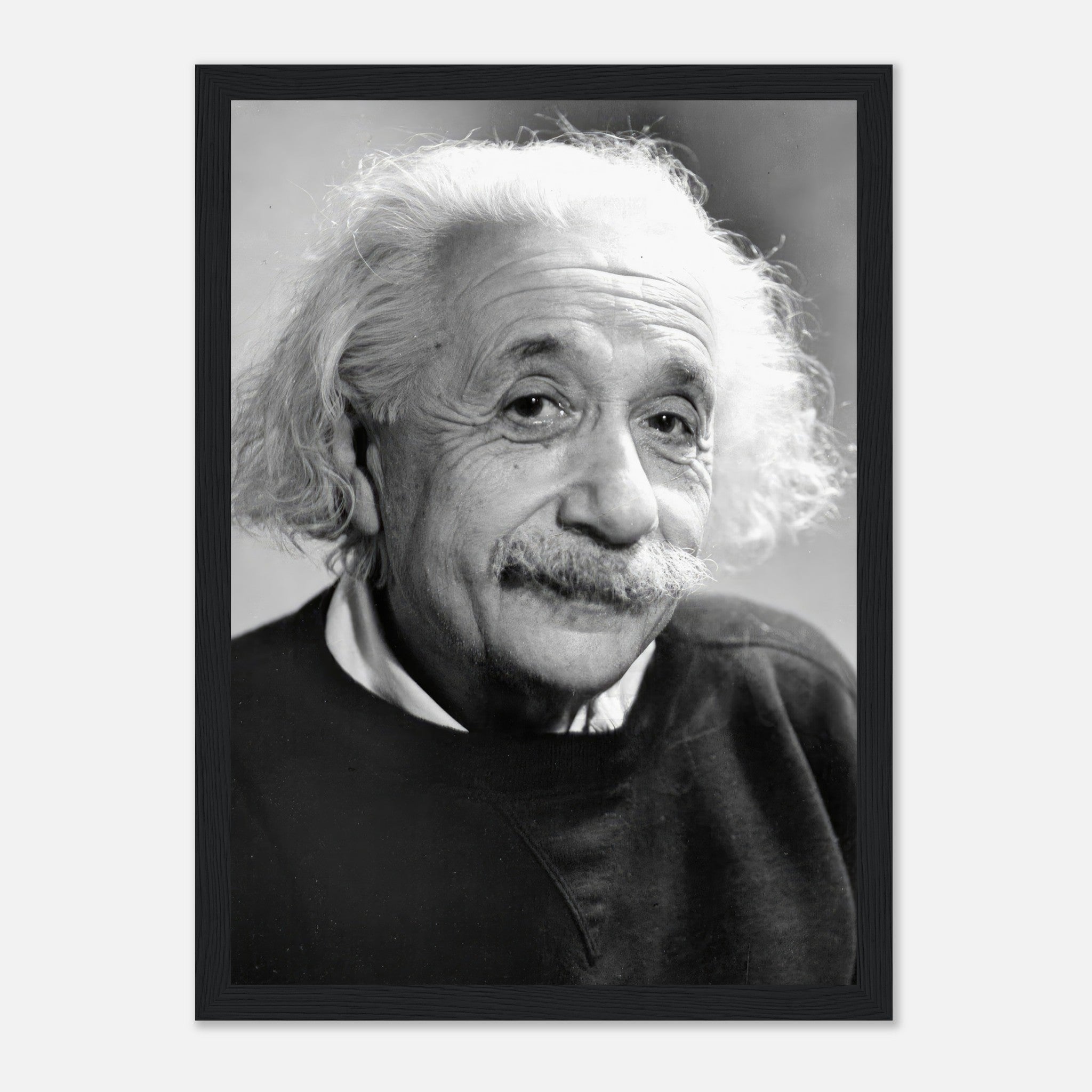 Black-and-white framed print of Albert Einstein, capturing the genius and wisdom of the renowned physicist from 1946.